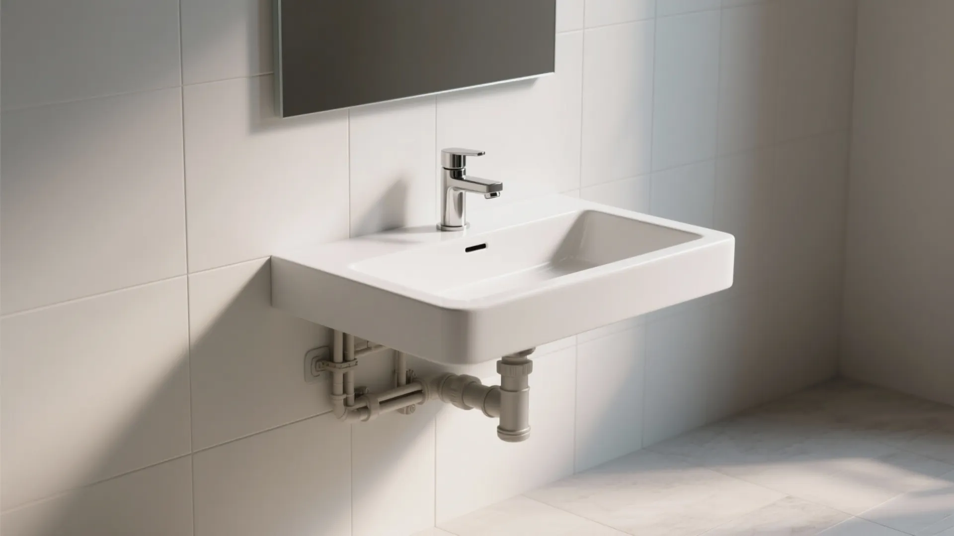 1. Wall-mounted basin with water-saving faucet