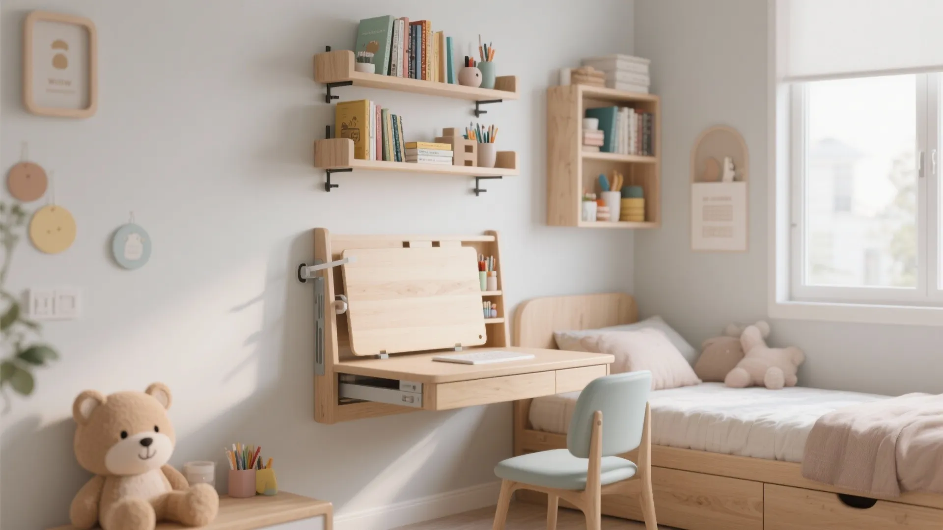 Wall-mounted foldable desk
