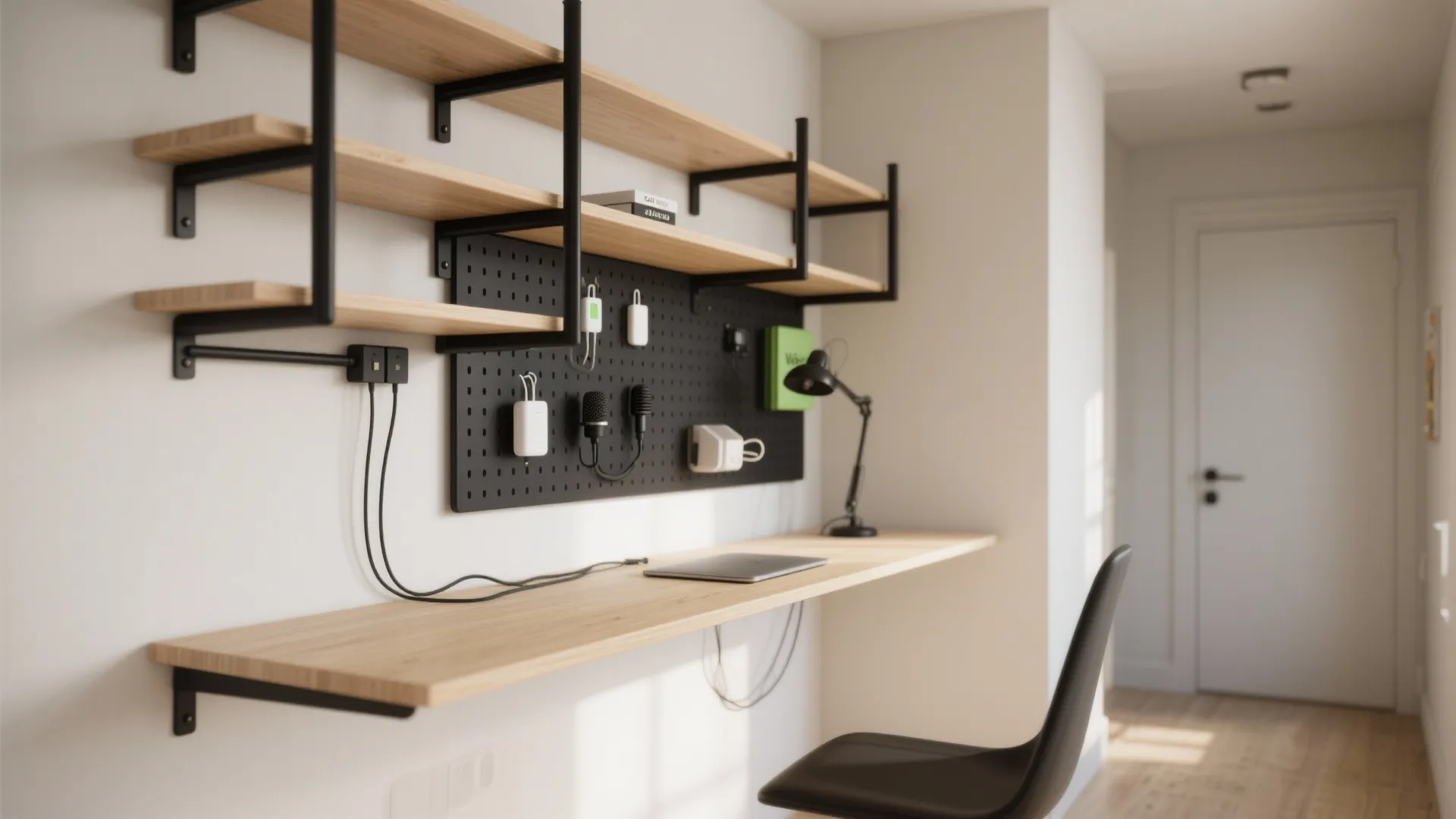 Wall-Mounted Desk + Vertical Storage