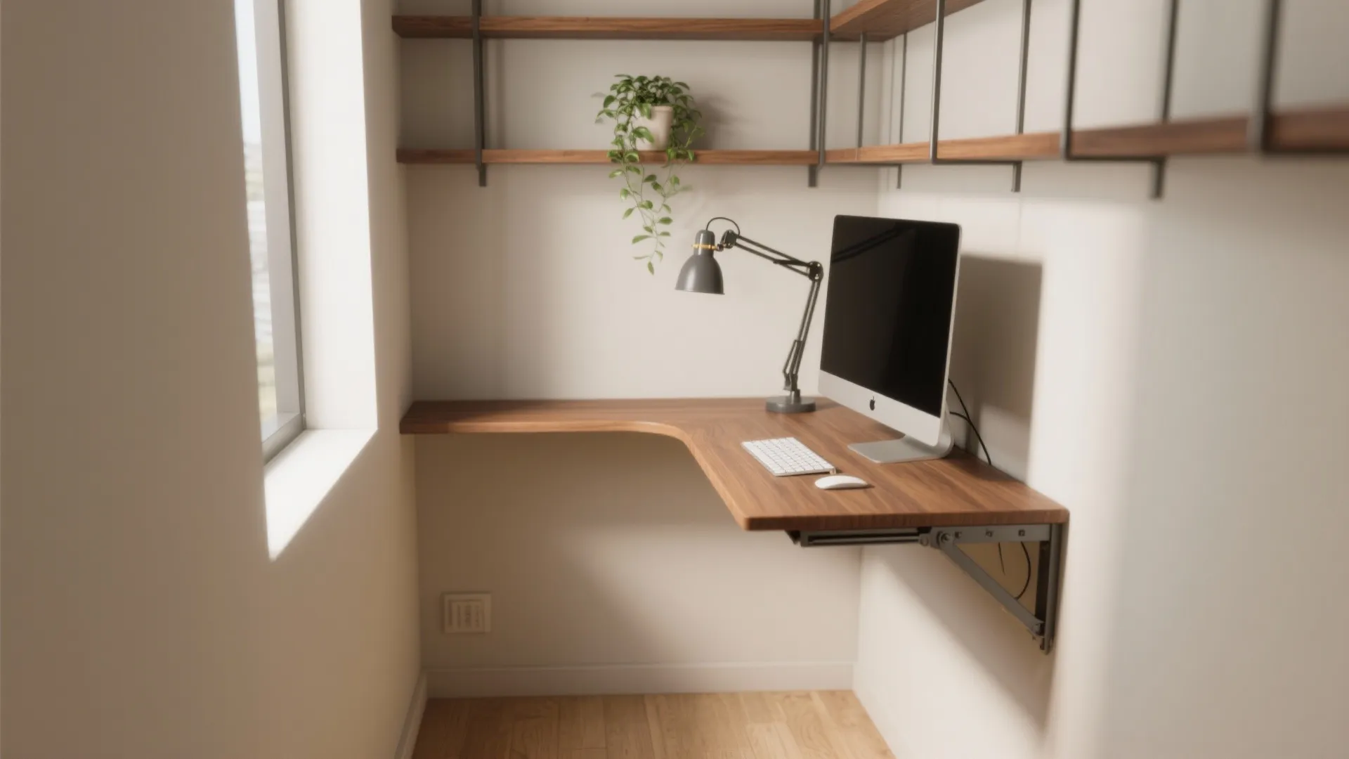 1. Vertical zoning with a wall-mounted desk