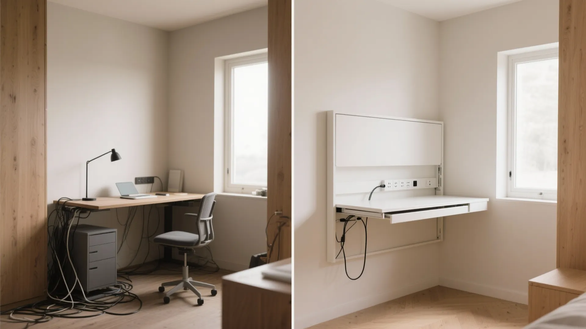 Wall-Mounted Desks with Hidden Storage