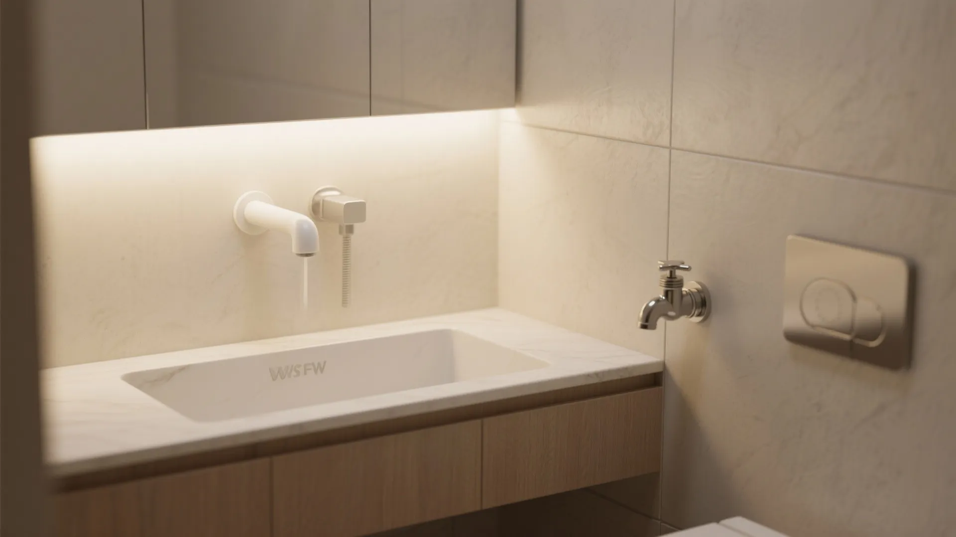 5. Wall-Mounted Spout + Drop Handle for Space-Saving Elegance