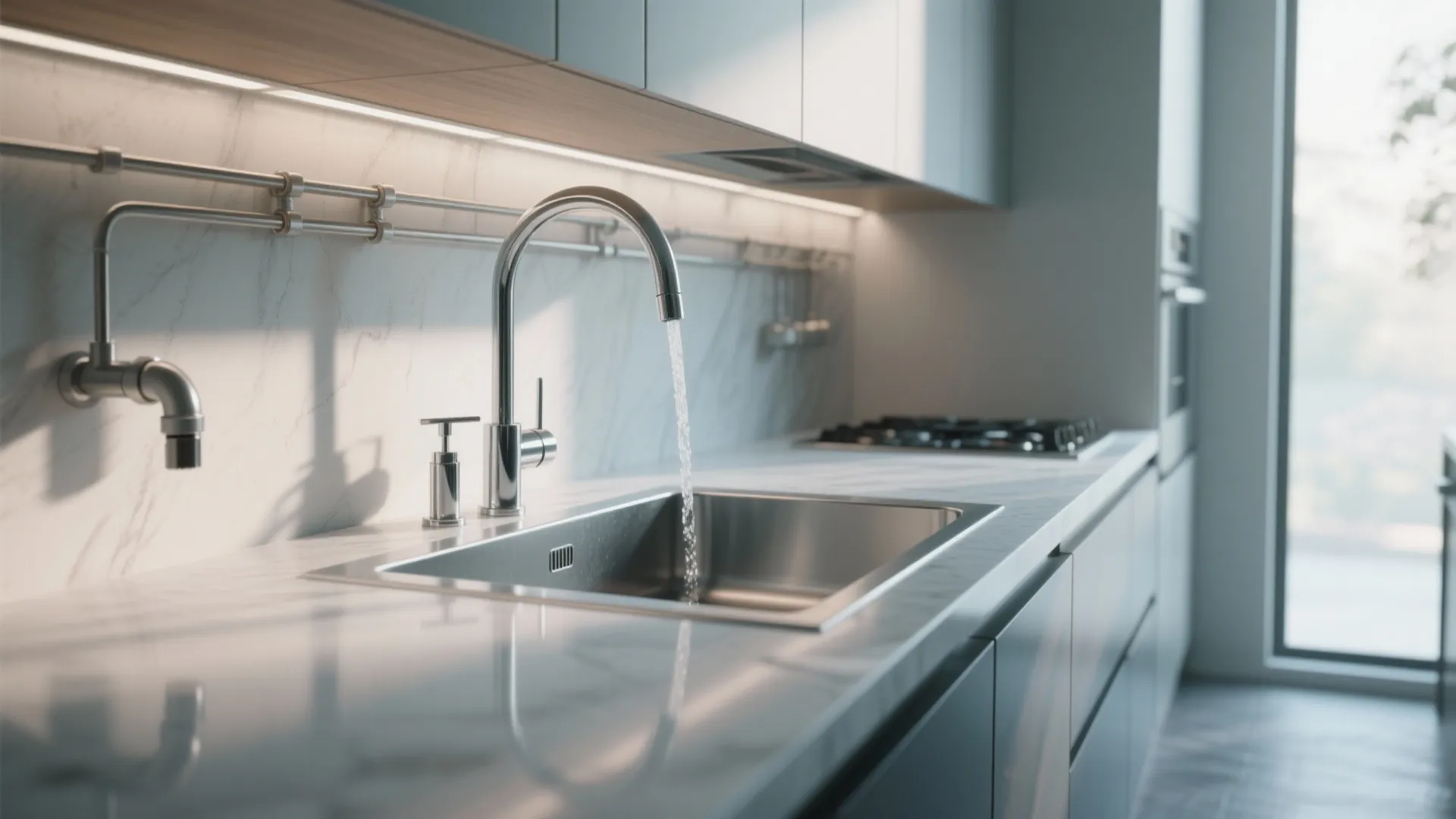 4. Wall-mounted two-handle with pull-down sprayer