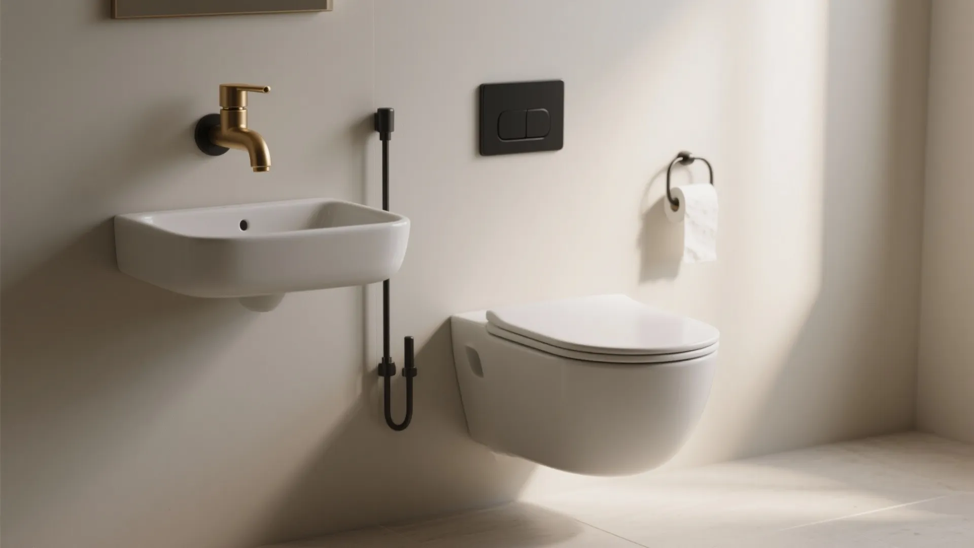 5. Minimal Fixtures and Wall-Mounted Accessories