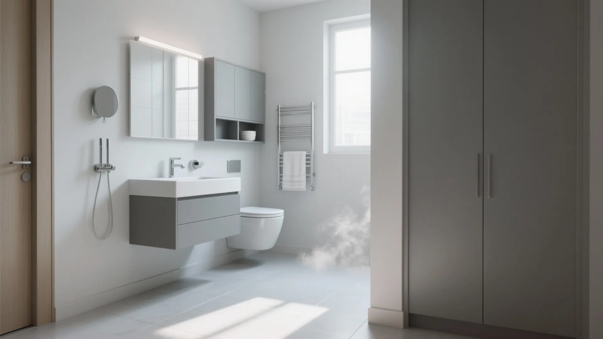 2. Wall-mounted storage and fixtures