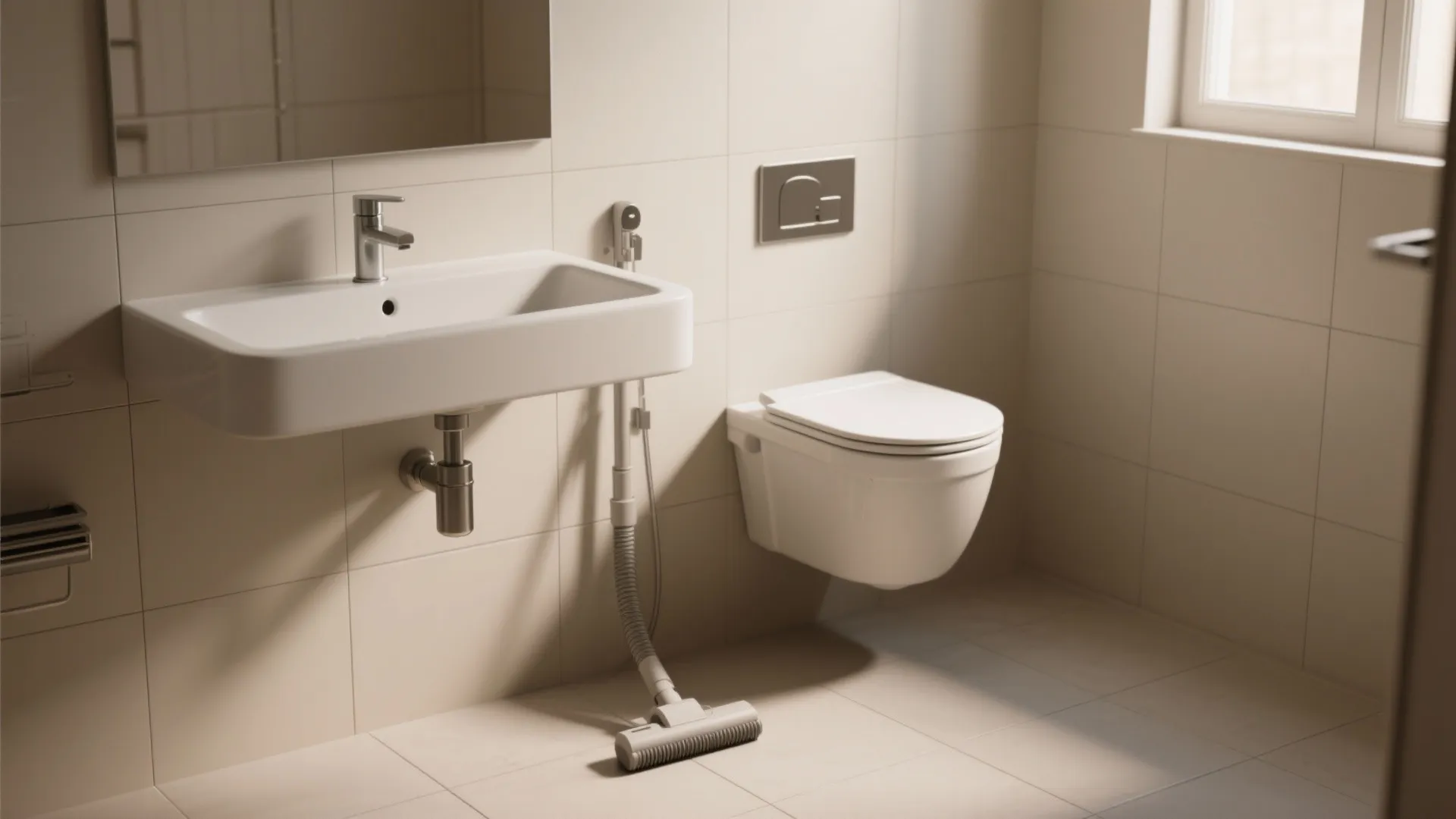 2. Choose wall-mounted fixtures to reduce clutter