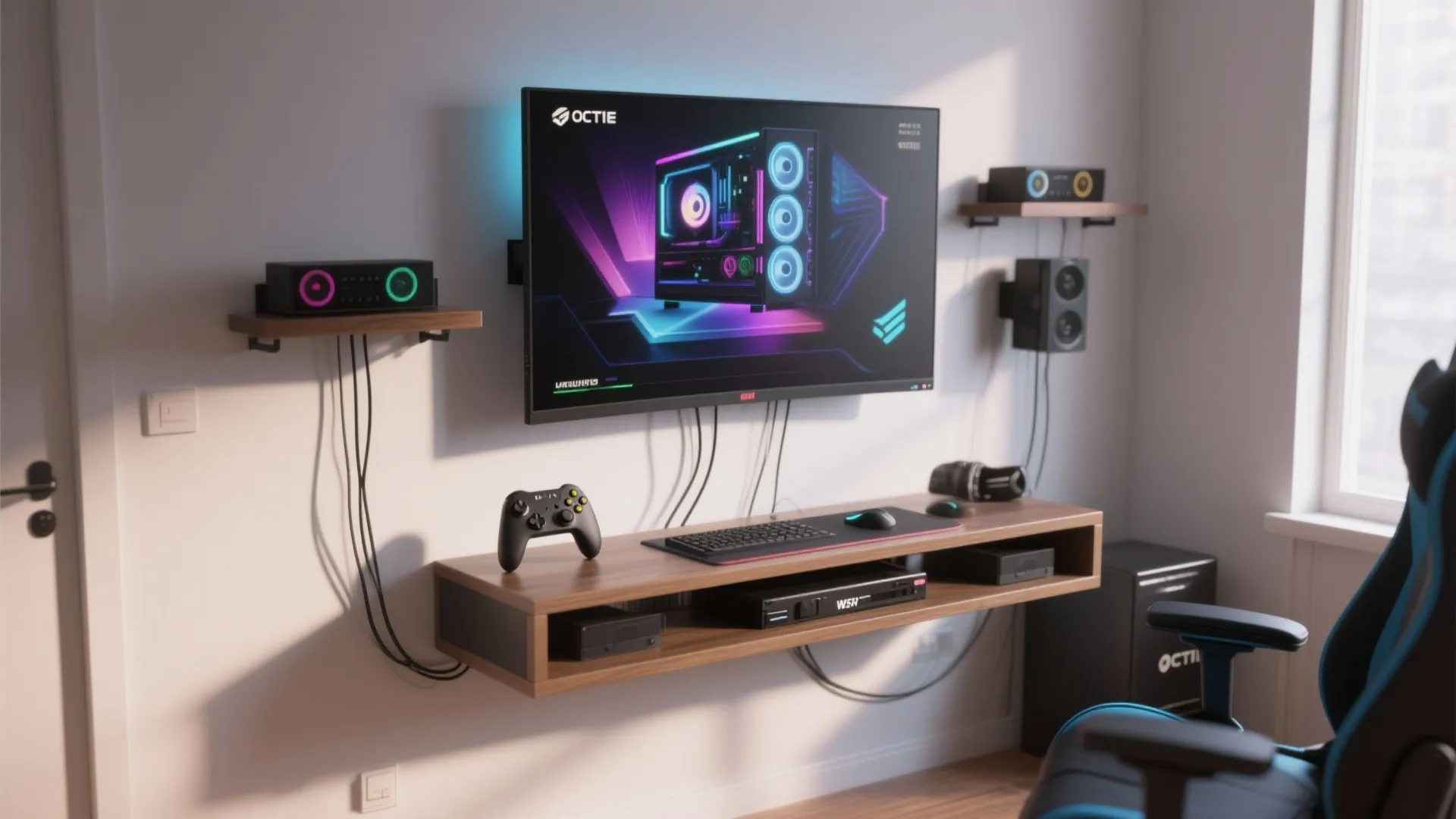 Wall-mounted display and consoles