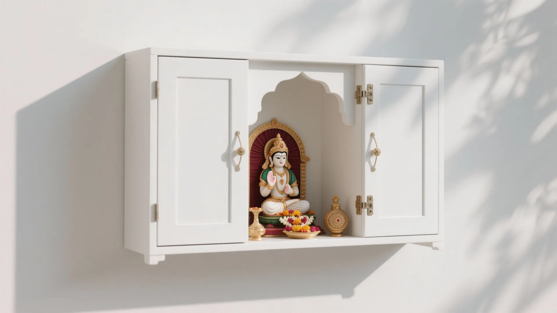 1. Wall-mounted cabinets as mandir frames