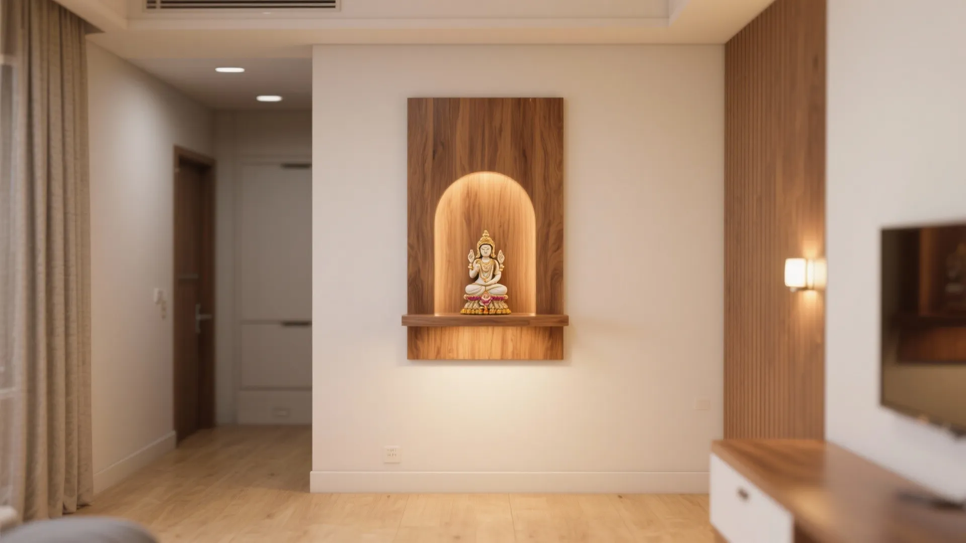 Wall-Mounted Wooden Mandir