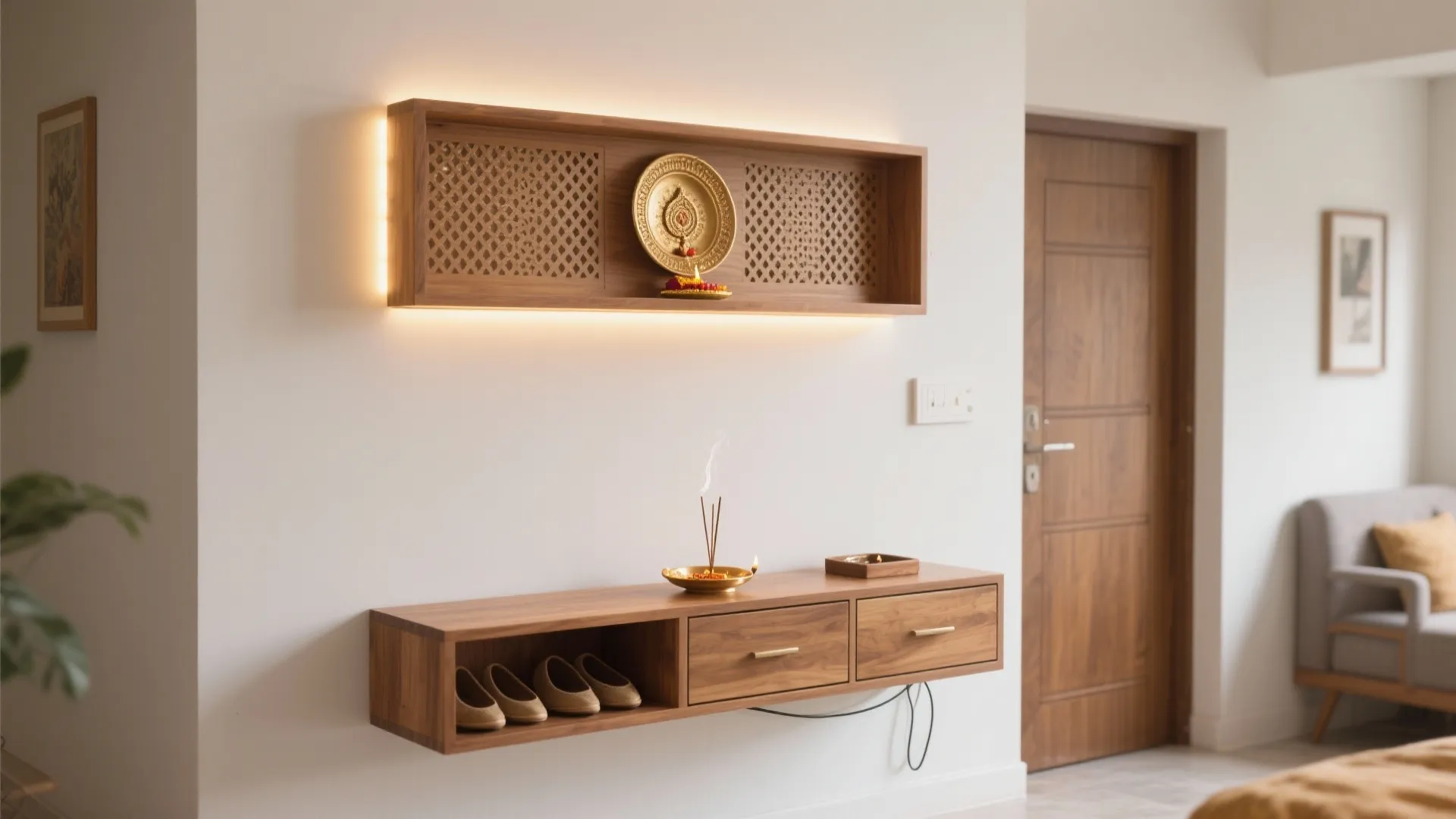 Wall-Mounted Minimal Mandir