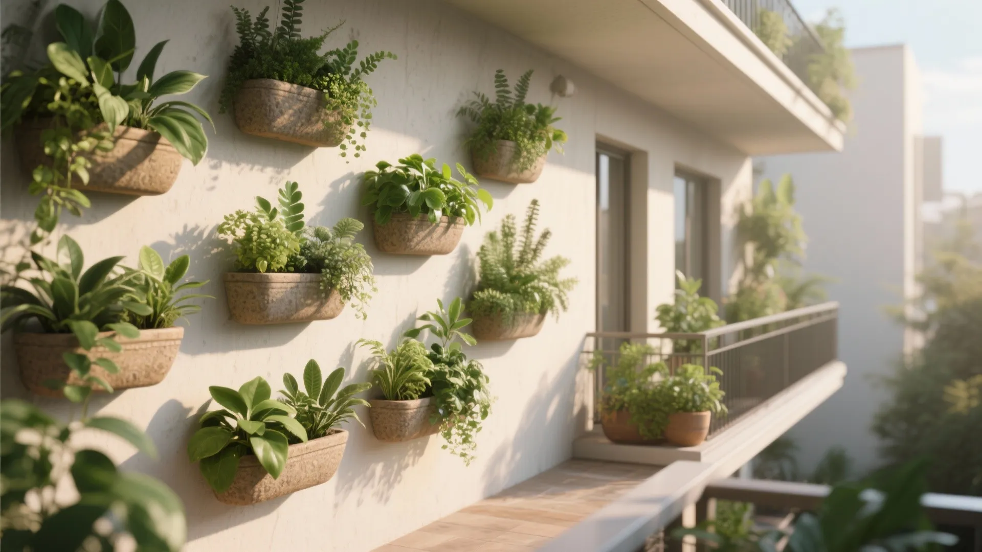 Wall-mounted Planters and Greenery