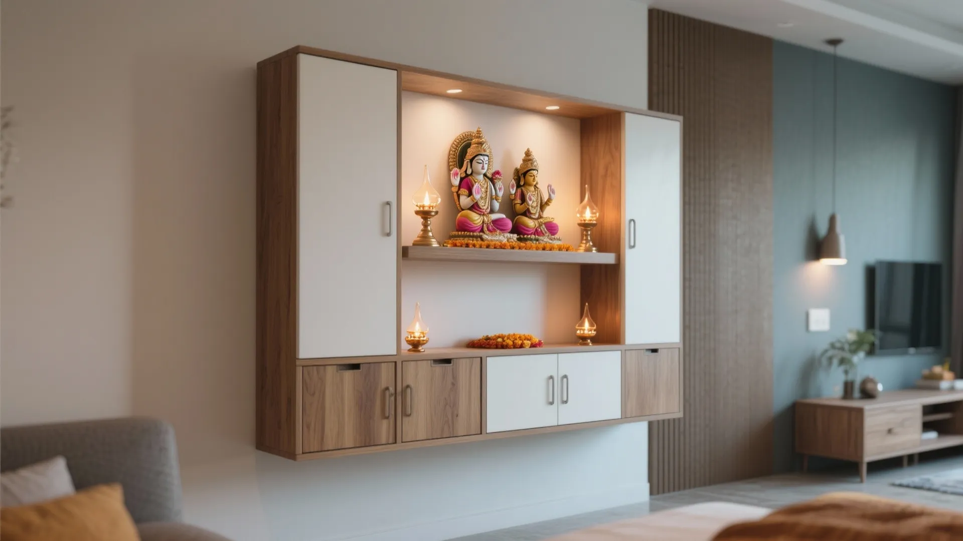 Wall-mounted Pooja Shelf
