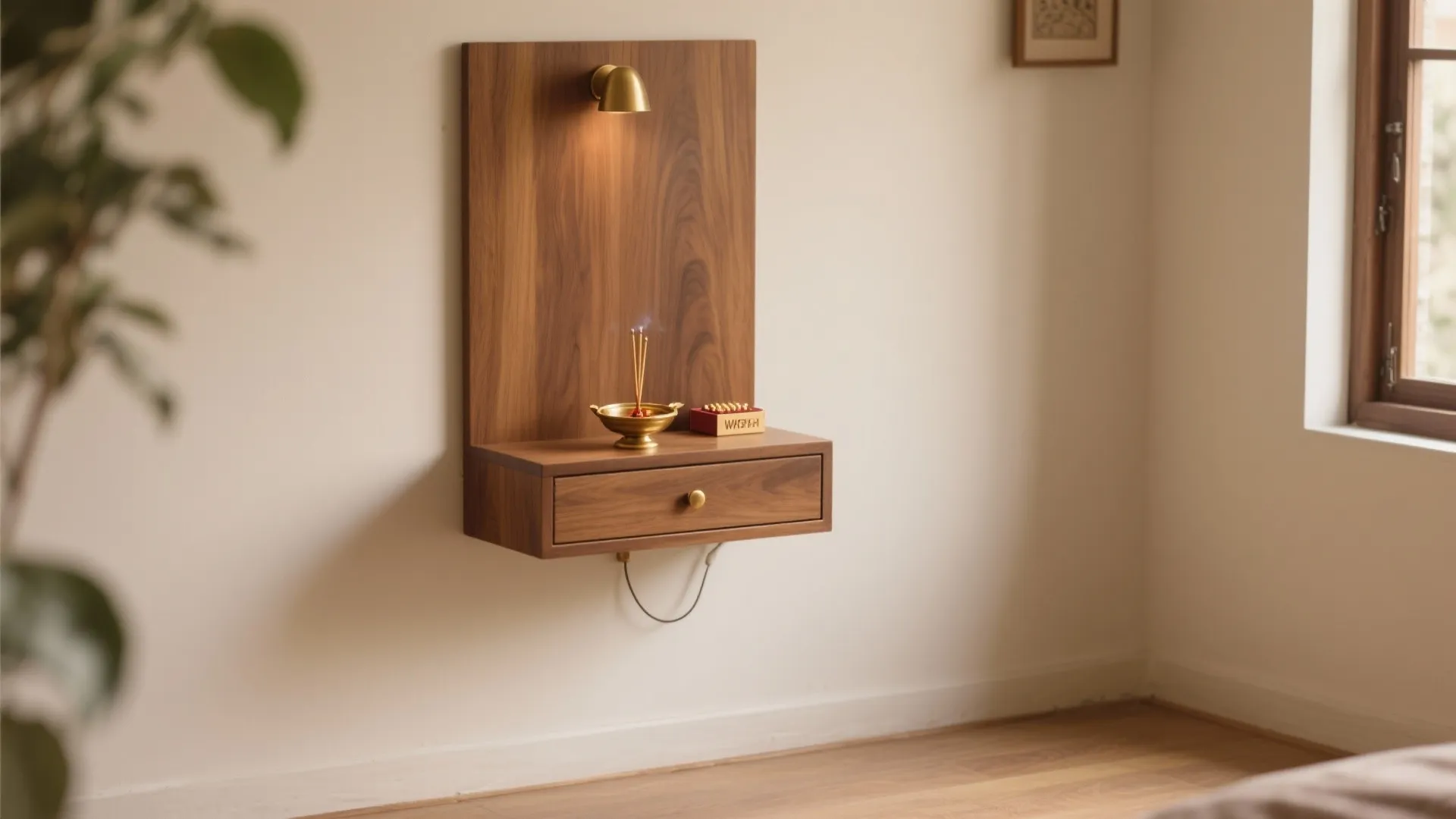 Minimal Wall-Mounted Shrine with Hidden Storage