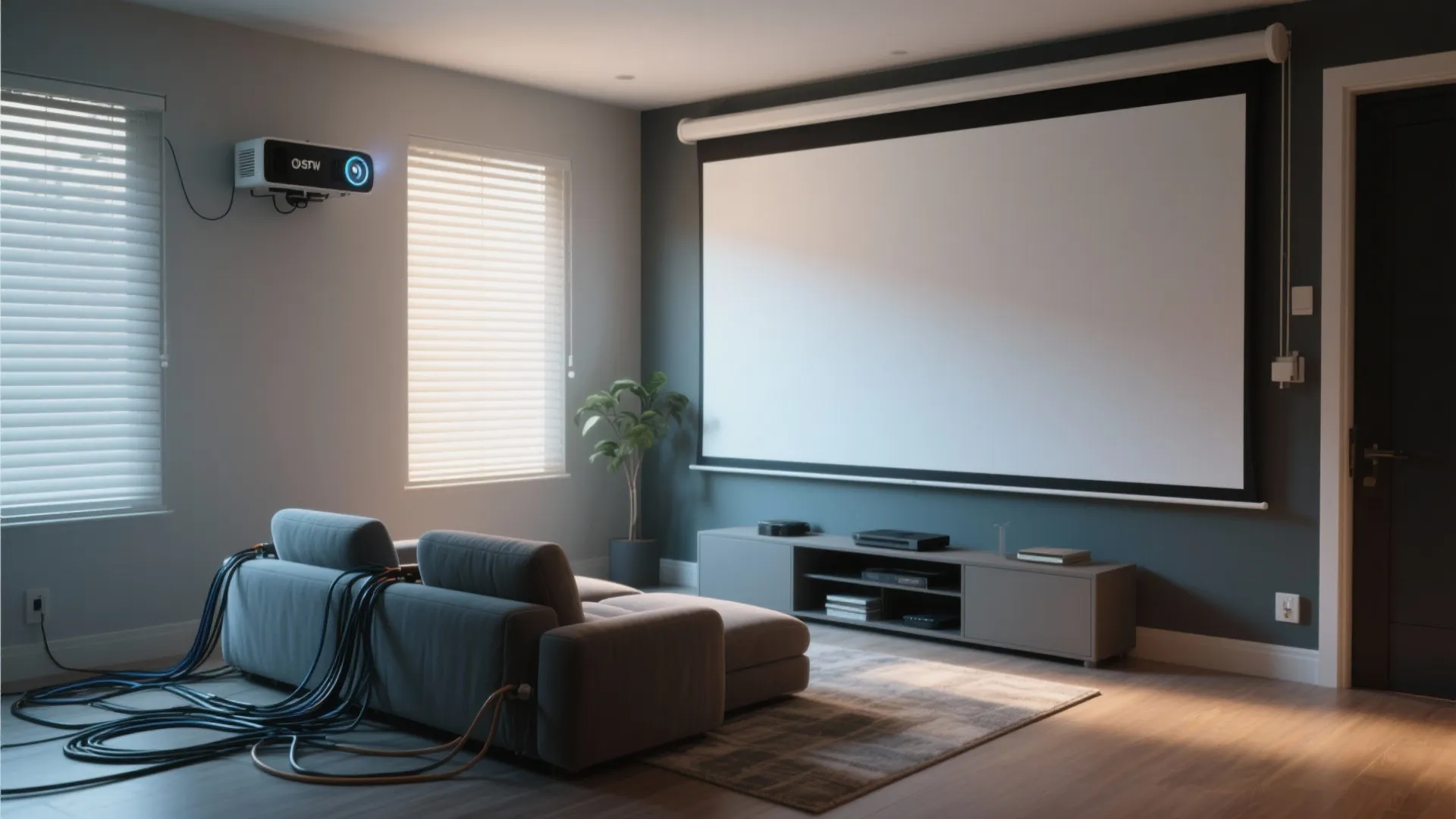 Wall-Mounted Projector Setup