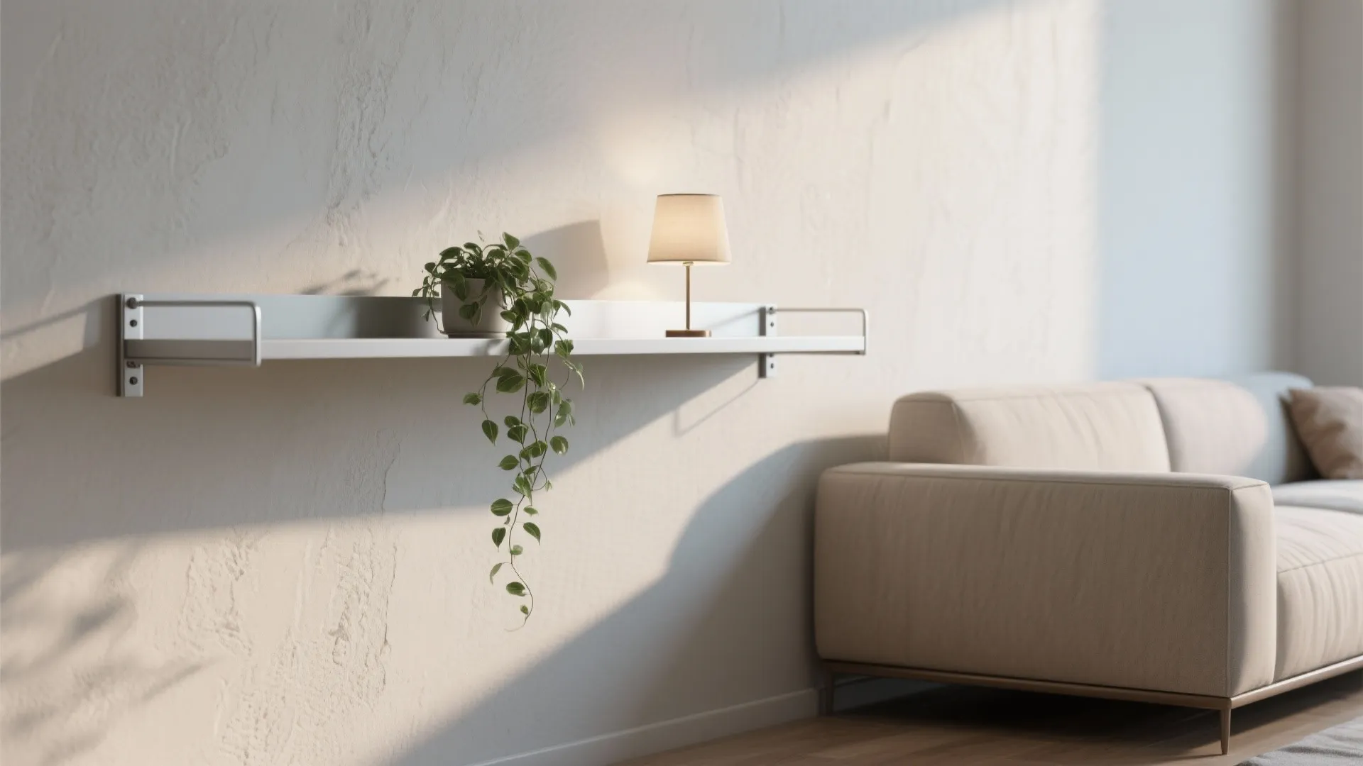 Wall-mounted and floating shelves: the visual trick
