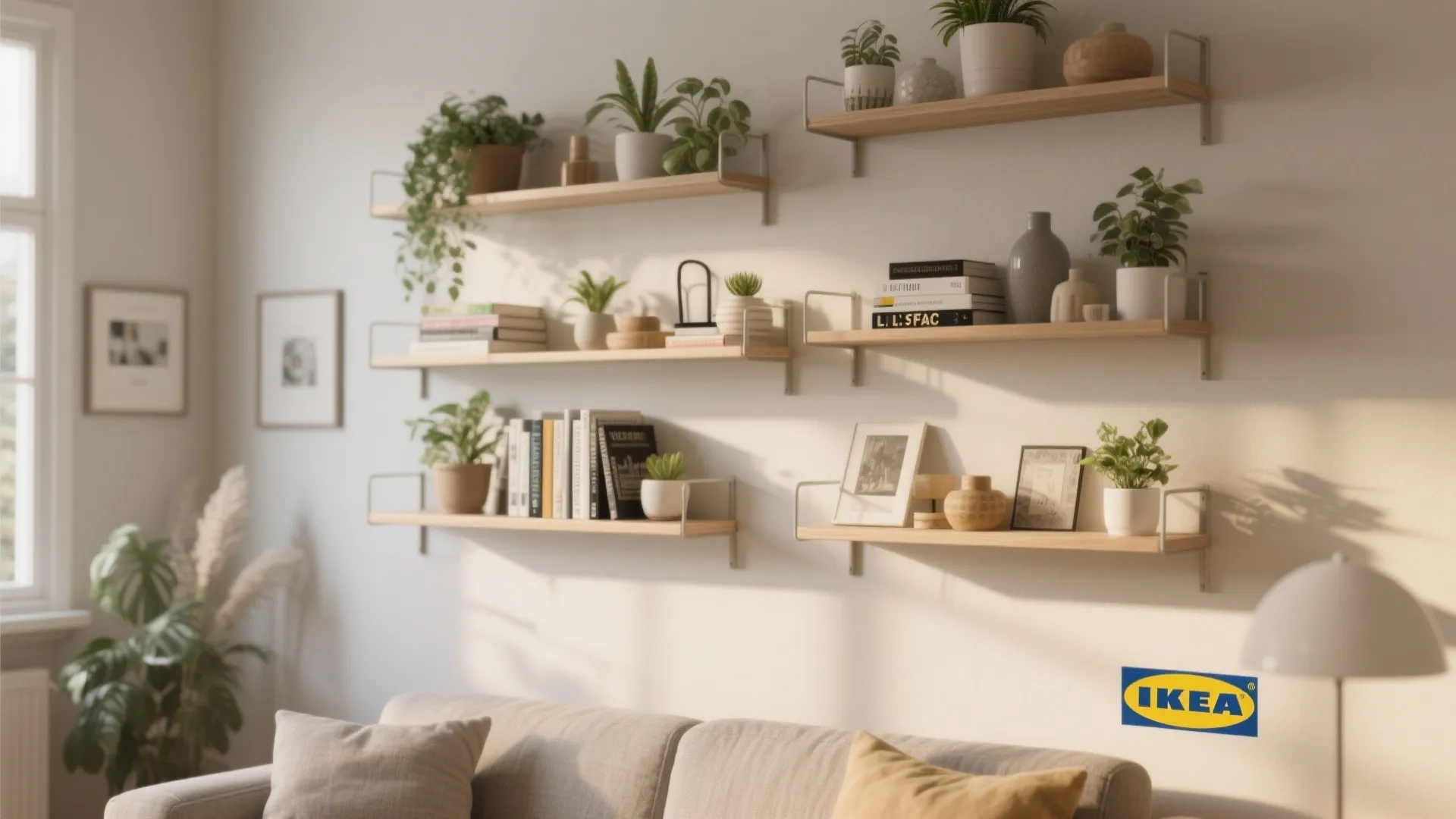 2. Wall-Mounted Shelves to Free Floor Space