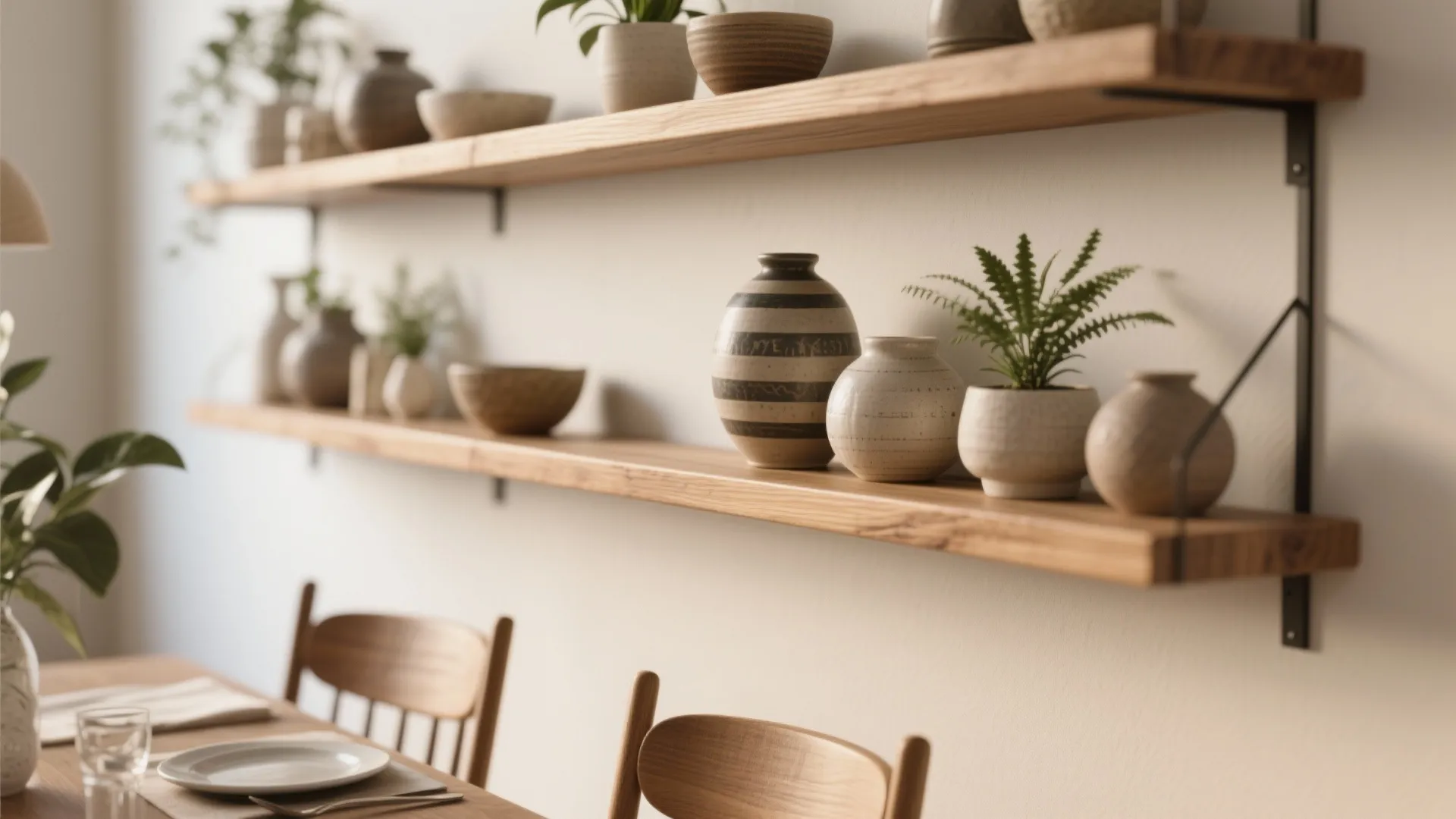 Wall-Mounted Shelving with Decor