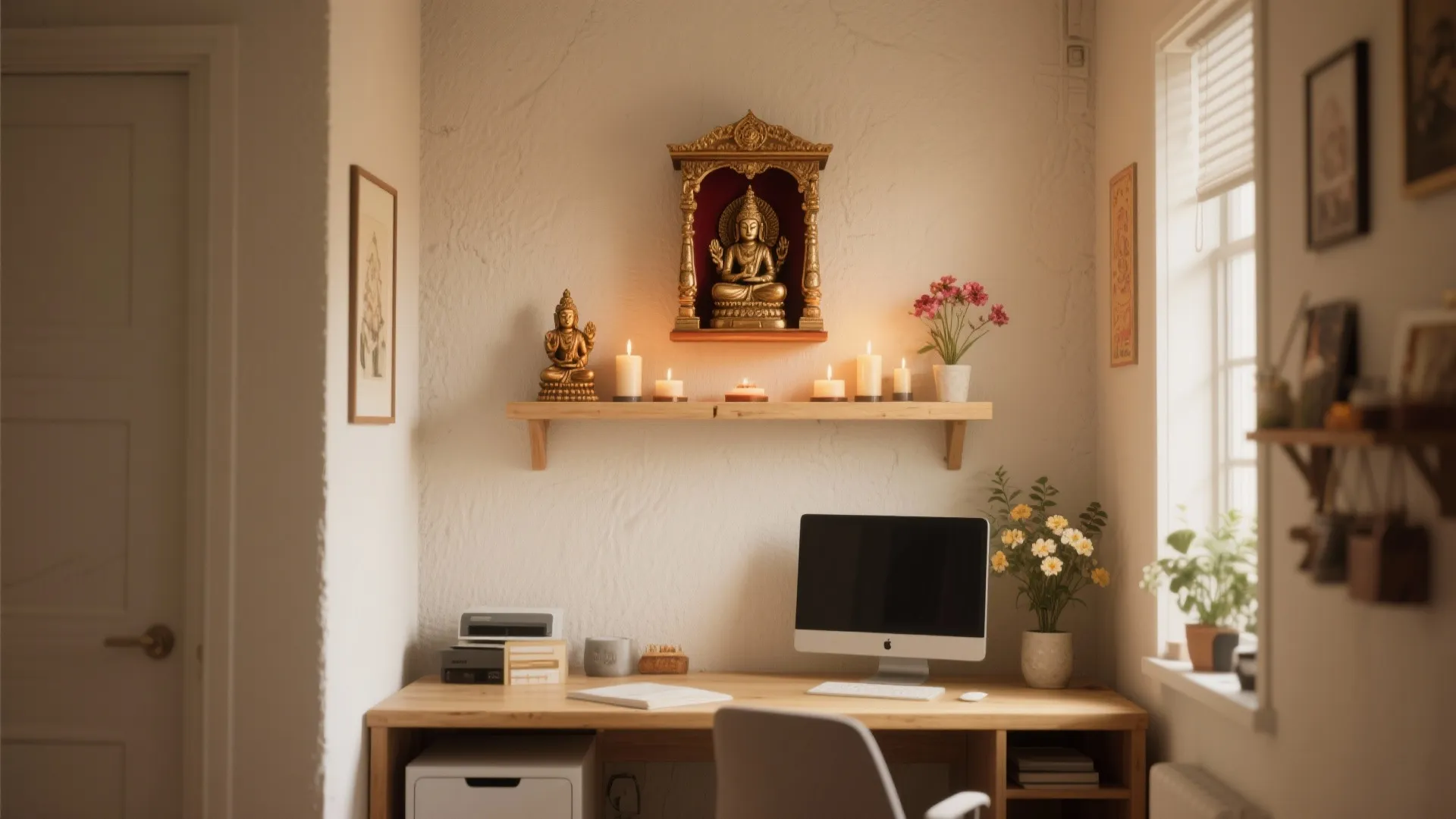 Wall-mounted shrine for micro spaces