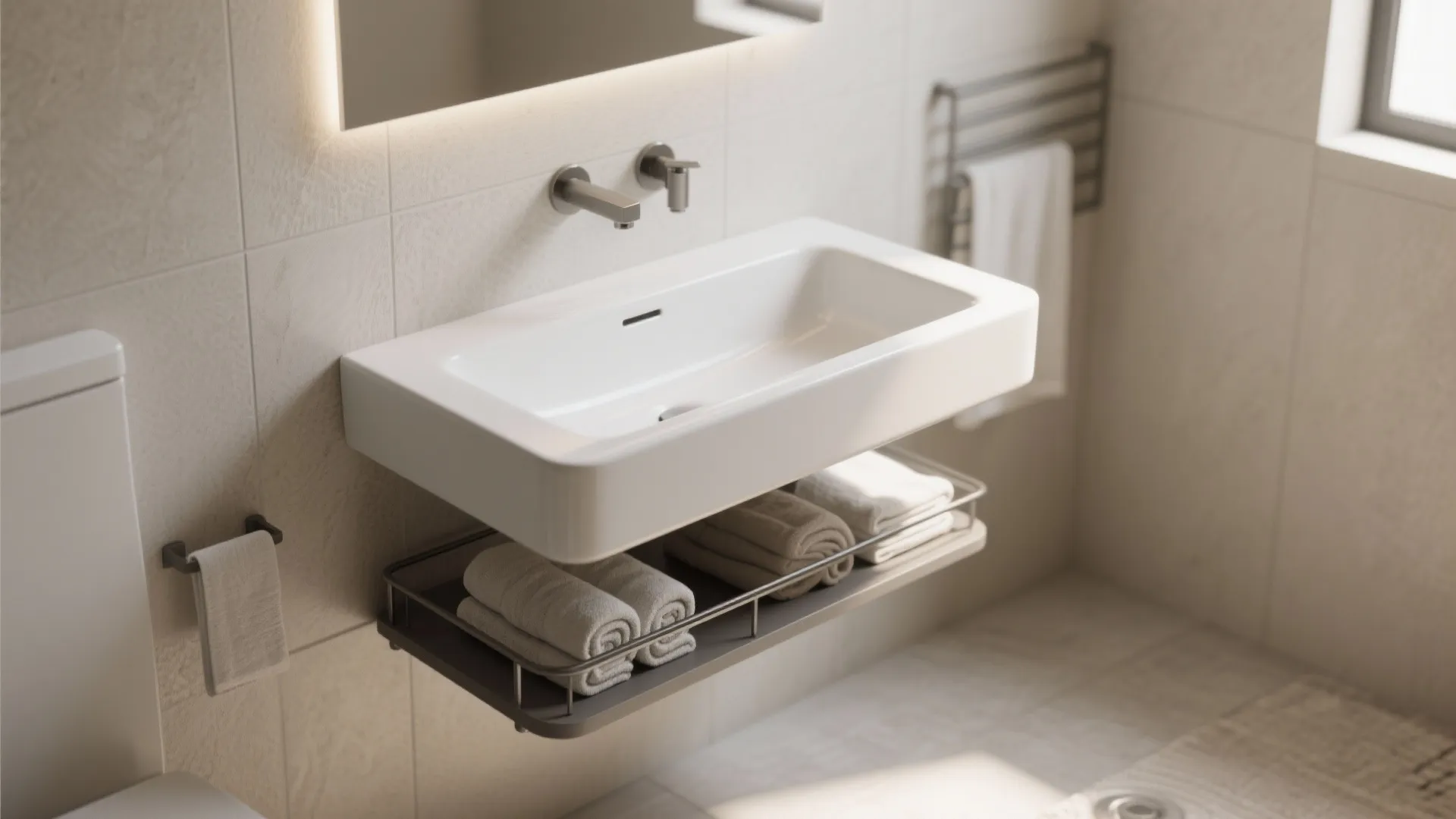 1. Wall-mounted sink for extra floor space