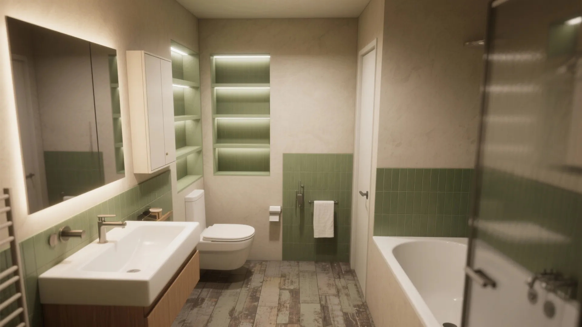 5. Wall-Mounted Fixtures + Vertical Storage