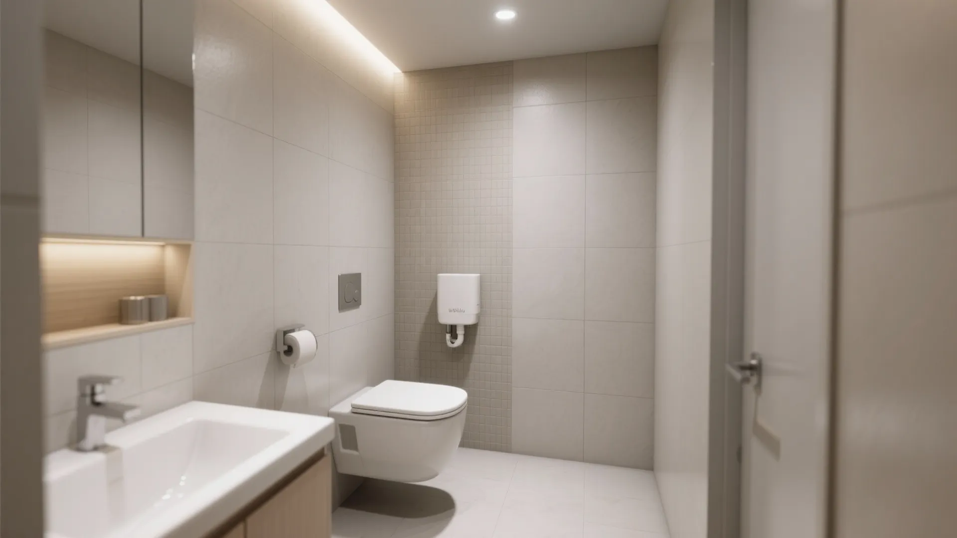 Wall-Mounted Toilet with Hidden Cistern