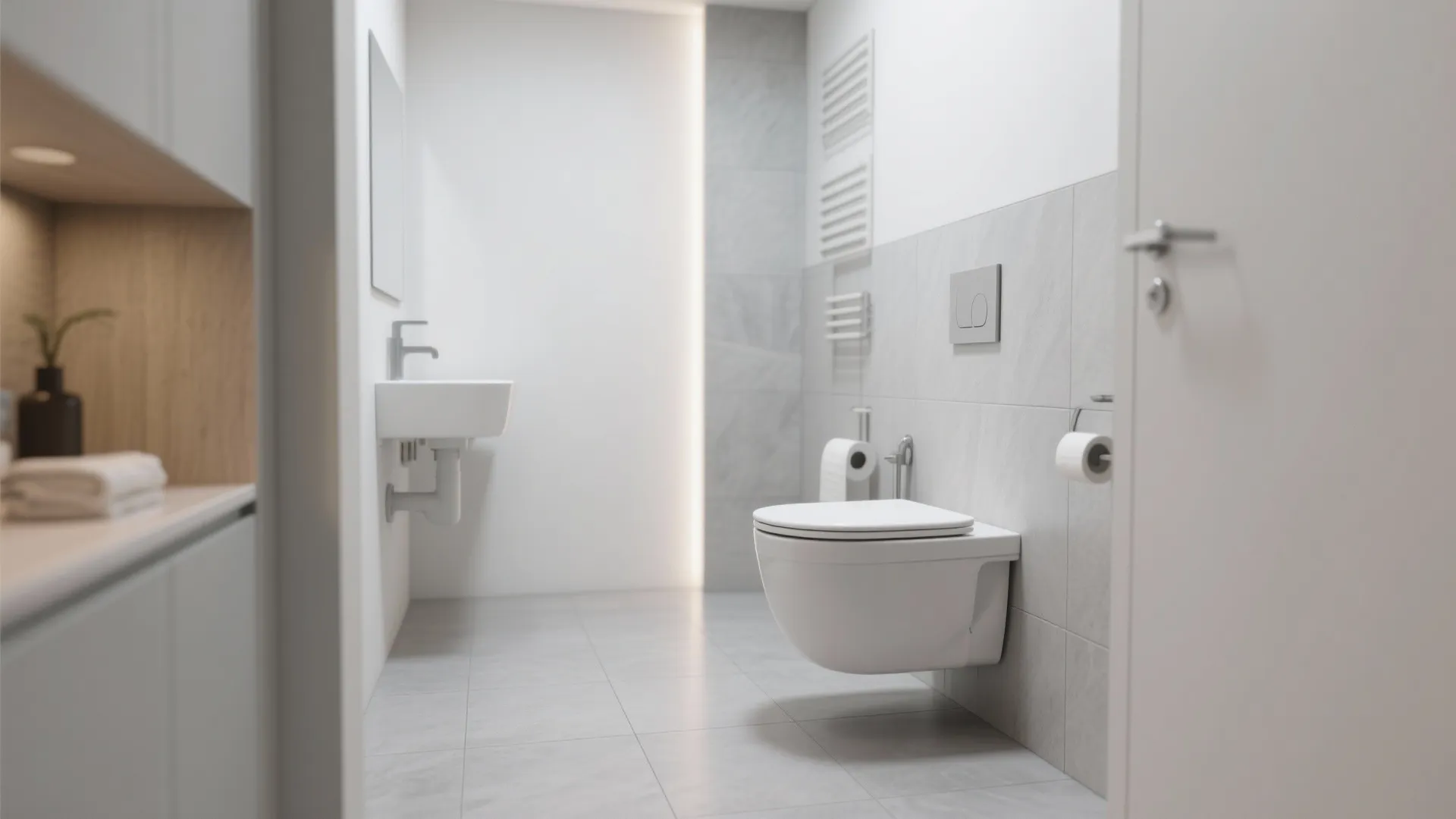 Wall-Mounted Toilet for More Floor Space