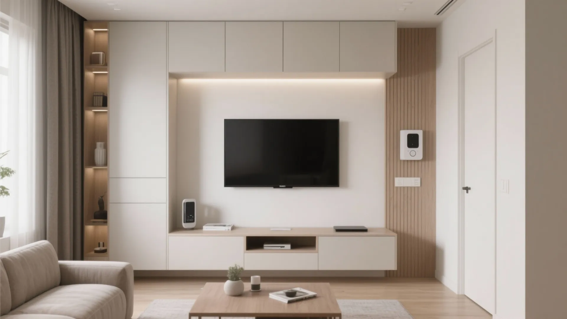 Wall-Mounted TV and Storage