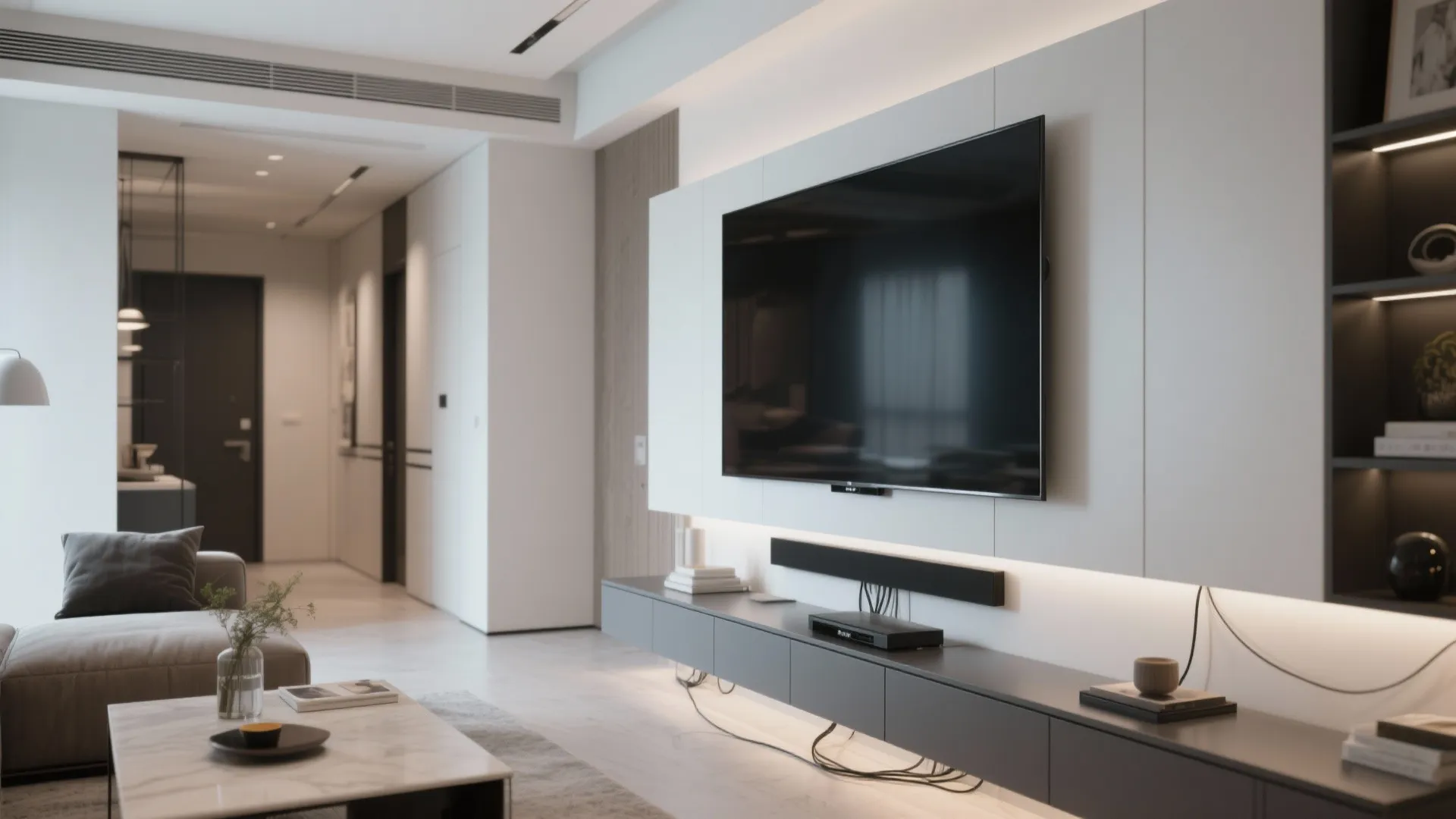 Wall-Mounted TV and Media Console