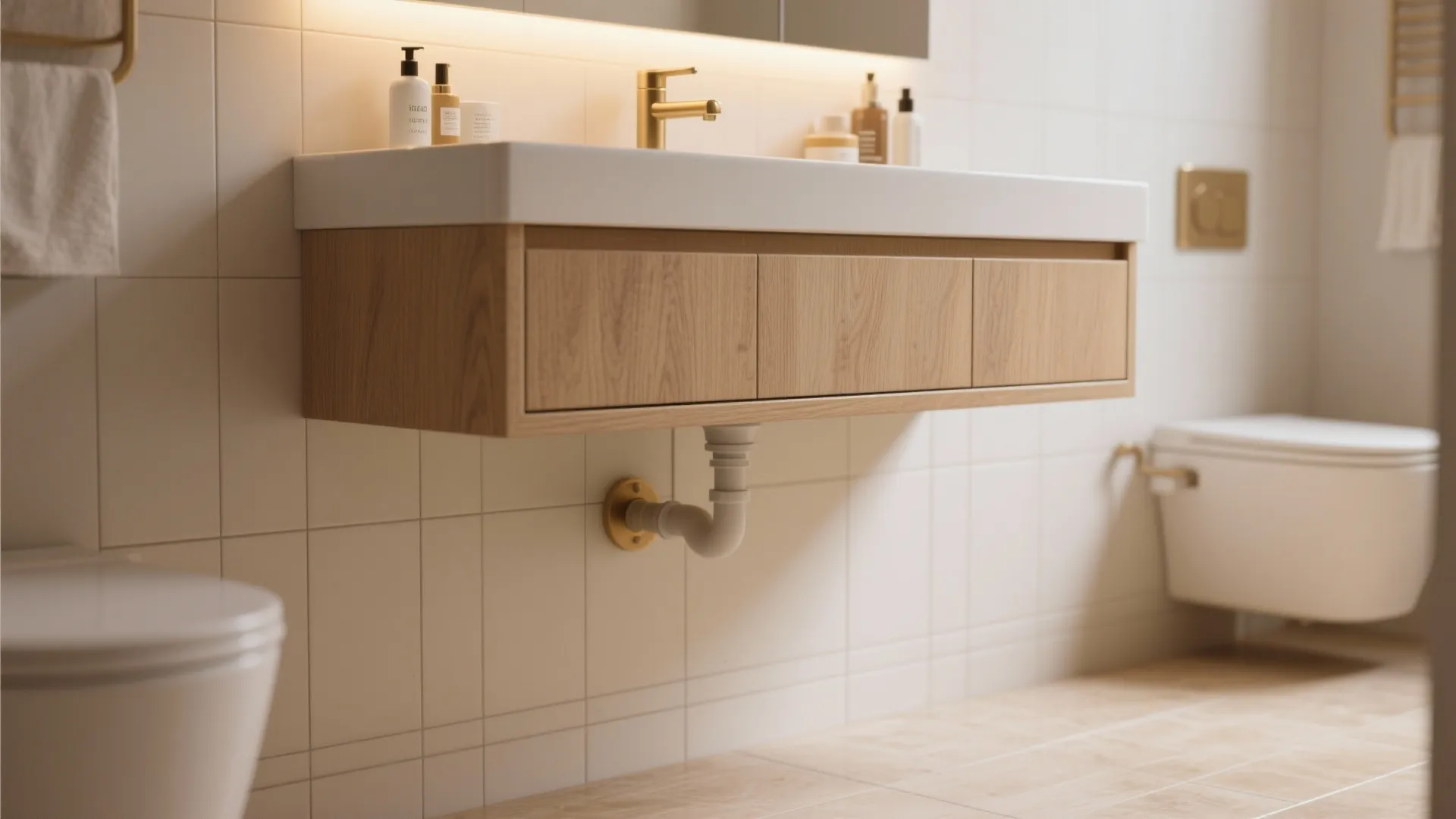 1. Wall-mounted vanities to free floor space