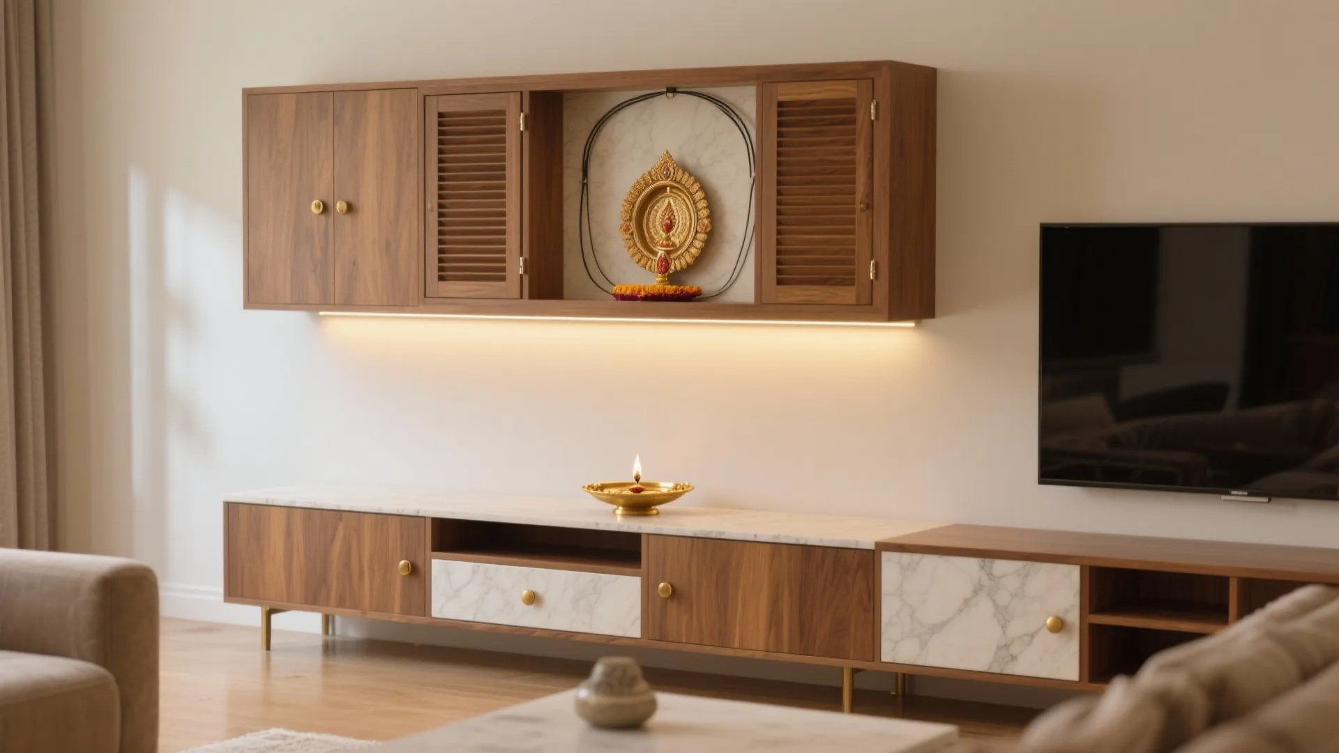 Wall-Mounted, Space-Smart Mandir Niche