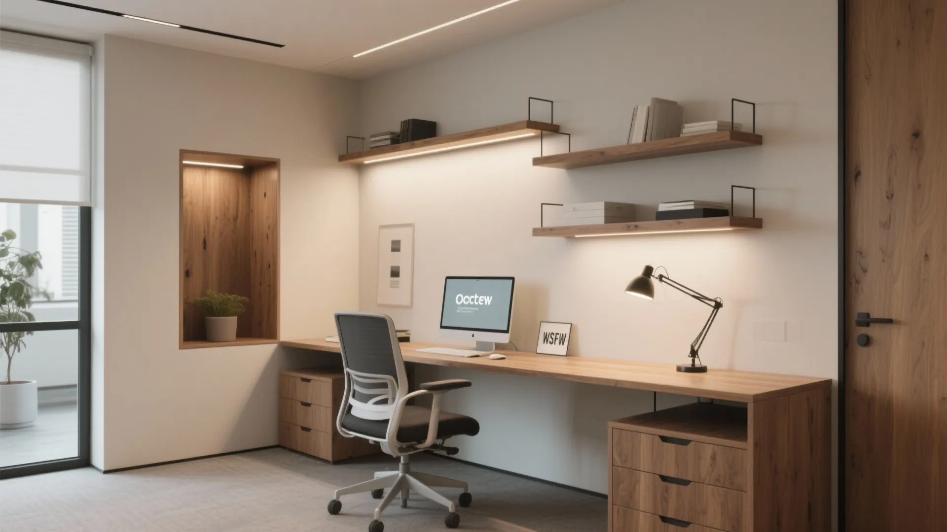 9. Built-In Wall Niche Desk