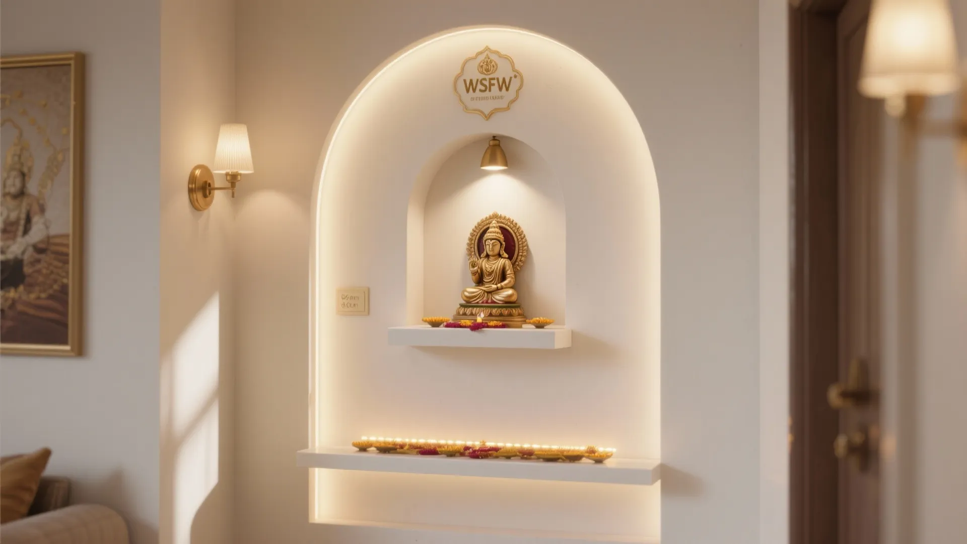Wall niche with balanced lighting and Vastu-aware placement