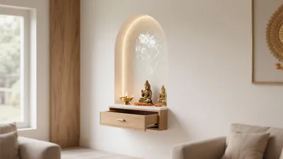 Serene Home Prayer Nook with Arched Backlight