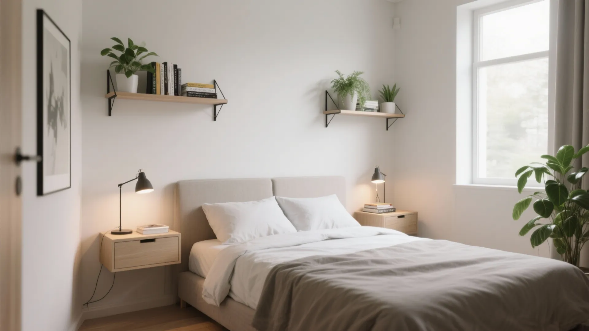 Wall-Mounted Nightstand Shelves