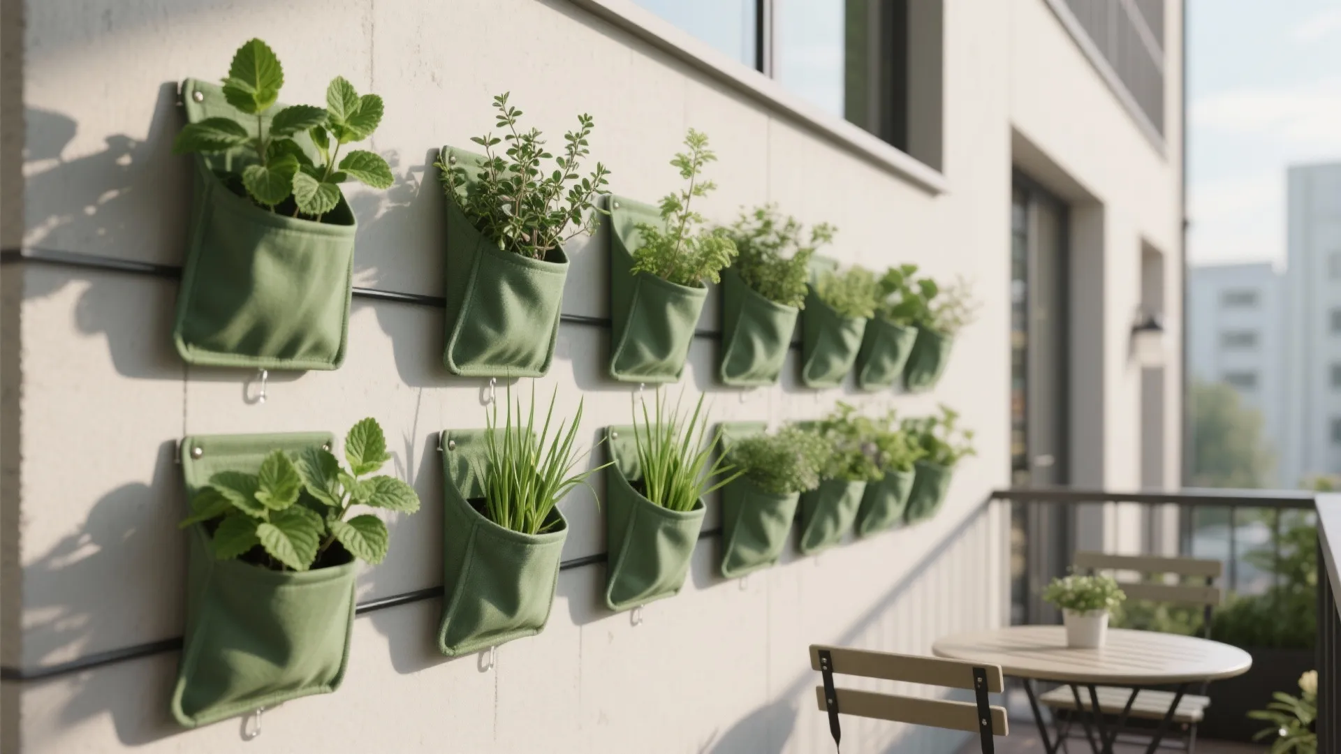Wall-Mounted Pocket Planters for Herbs
