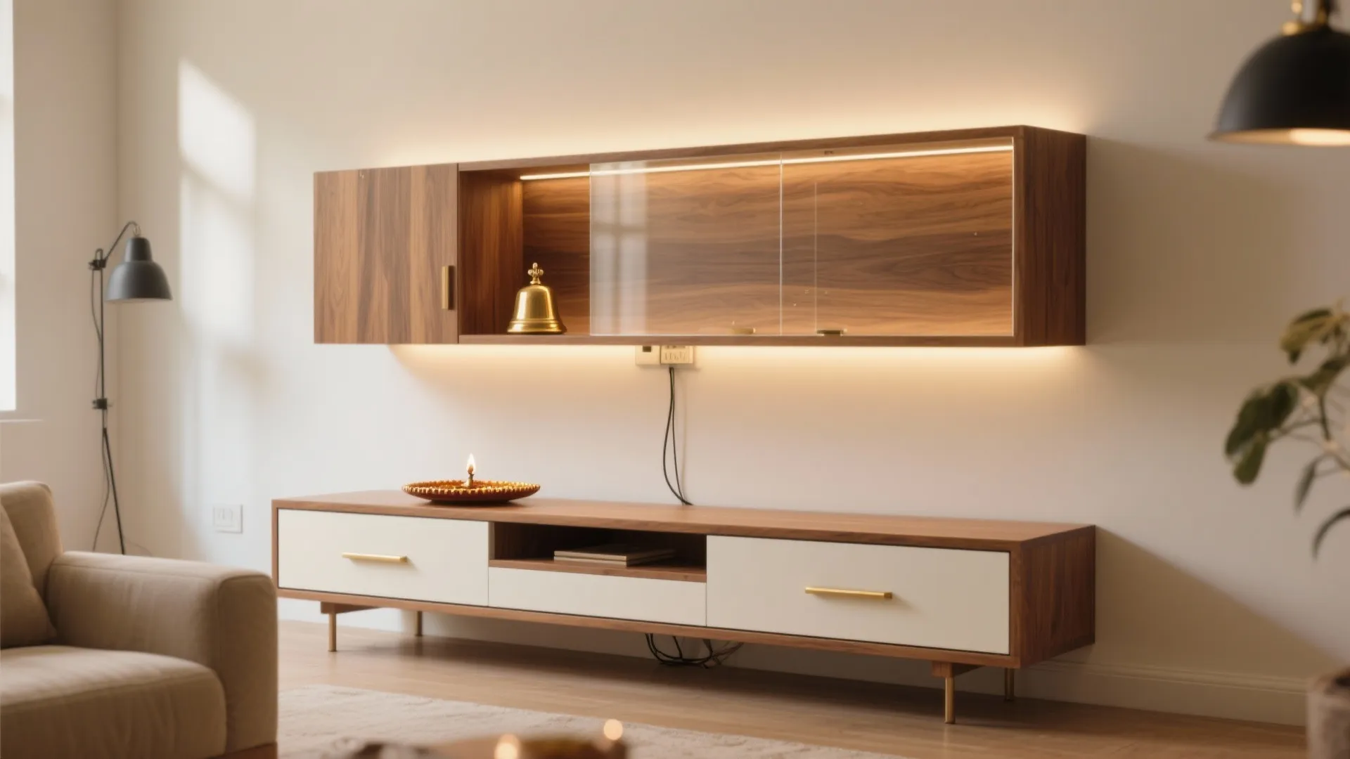 Minimalist Wall-Mounted Pooja Cupboard