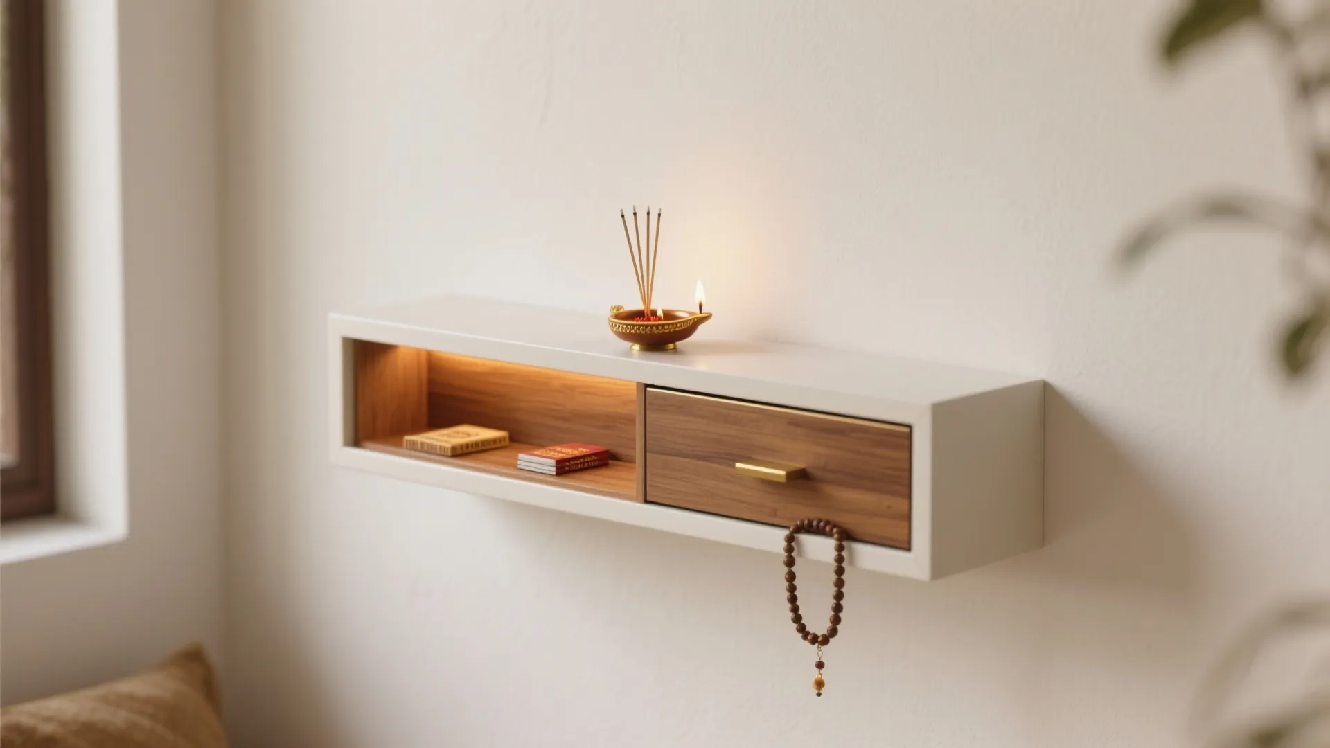 Minimal Wall-Mounted Pooja Shelf
