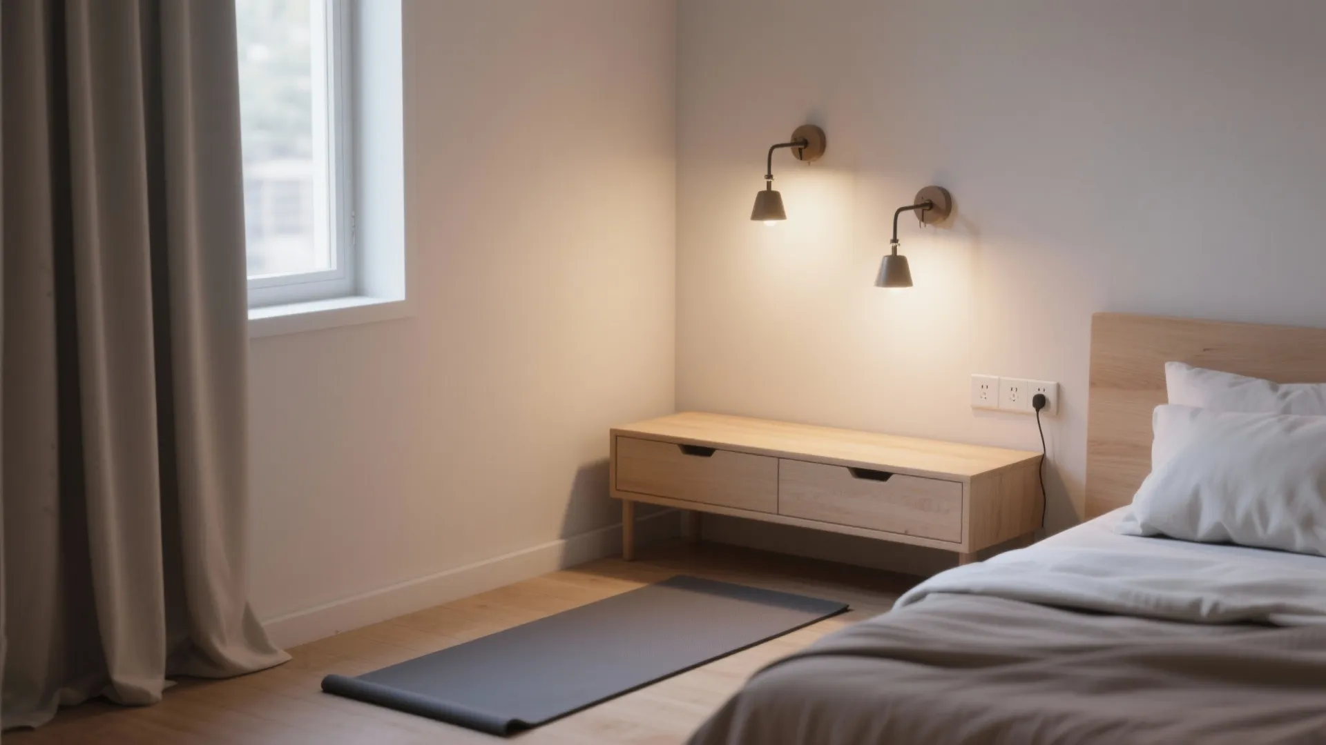 2. Use wall-mounted fixtures to free floor space