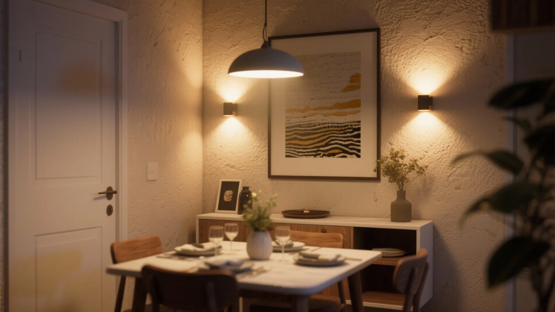 5. Wall-mounted LED sconces for layered ambiance