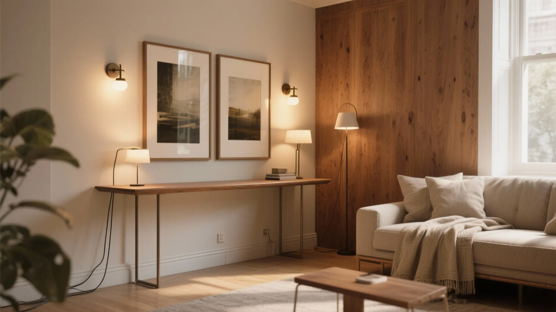 2. Use wall sconces and picture lights to free floor space