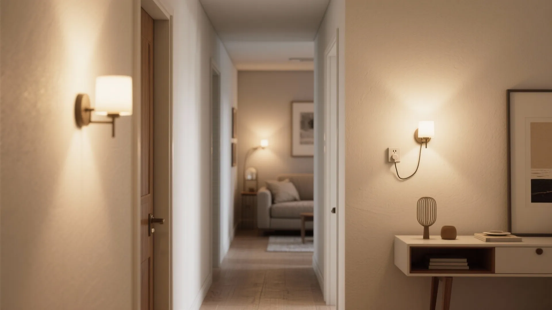 2. Wall-mounted sconces (hardwired or plug-in)