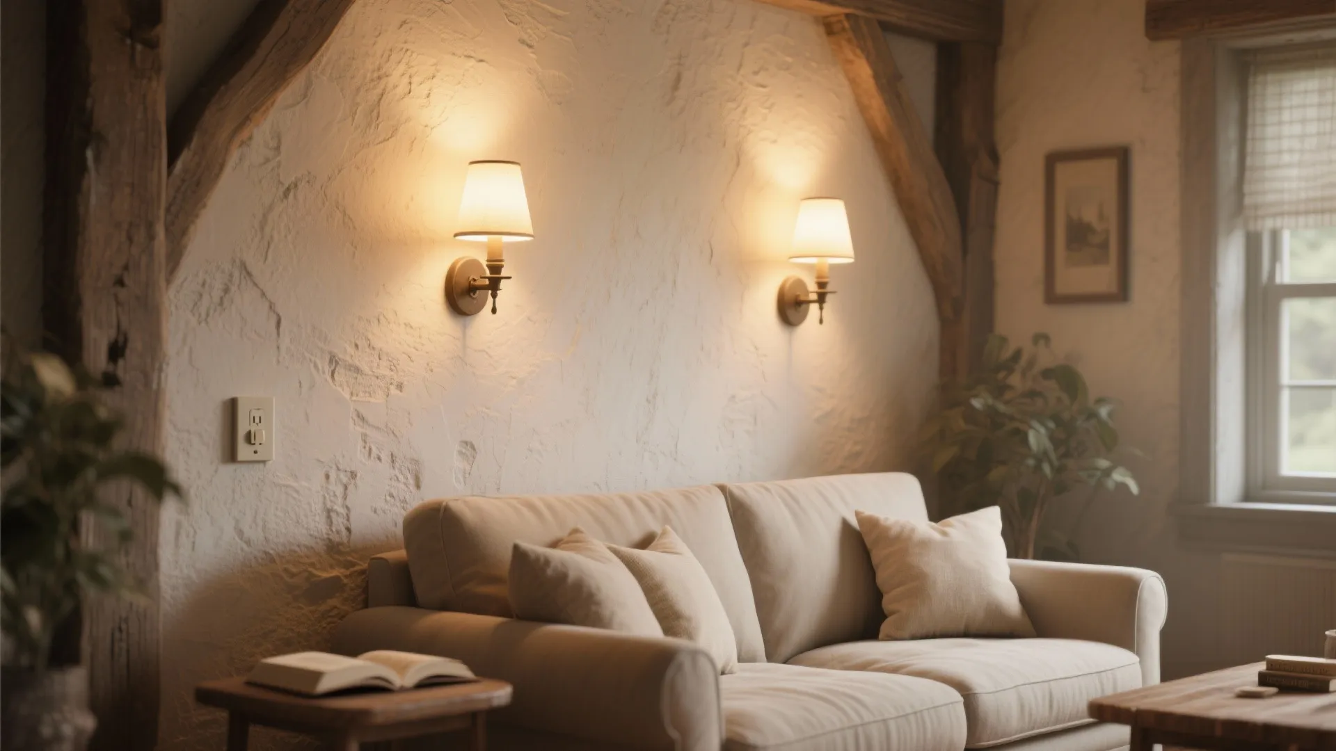 2. Wall Sconces for Flanking the Seating Area