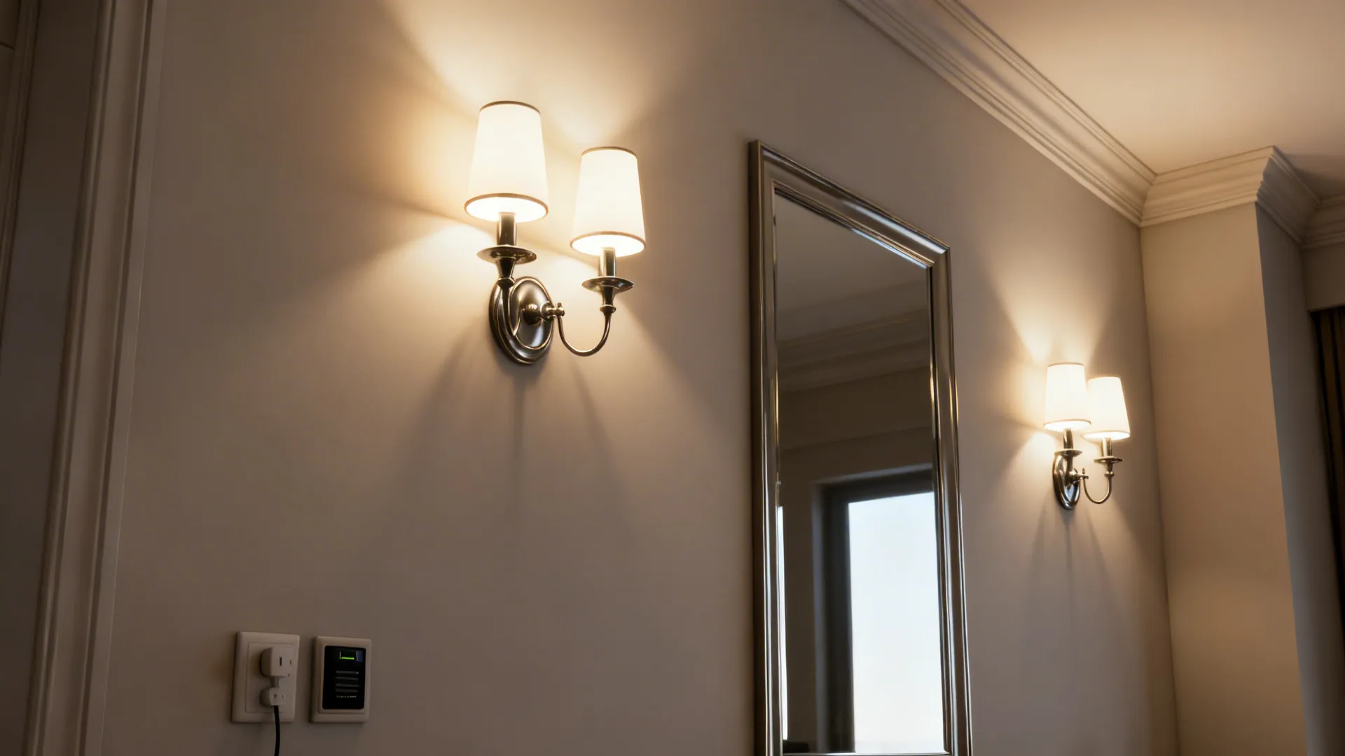 Wall-mounted sconces providing flattering uplight and accent in a living room