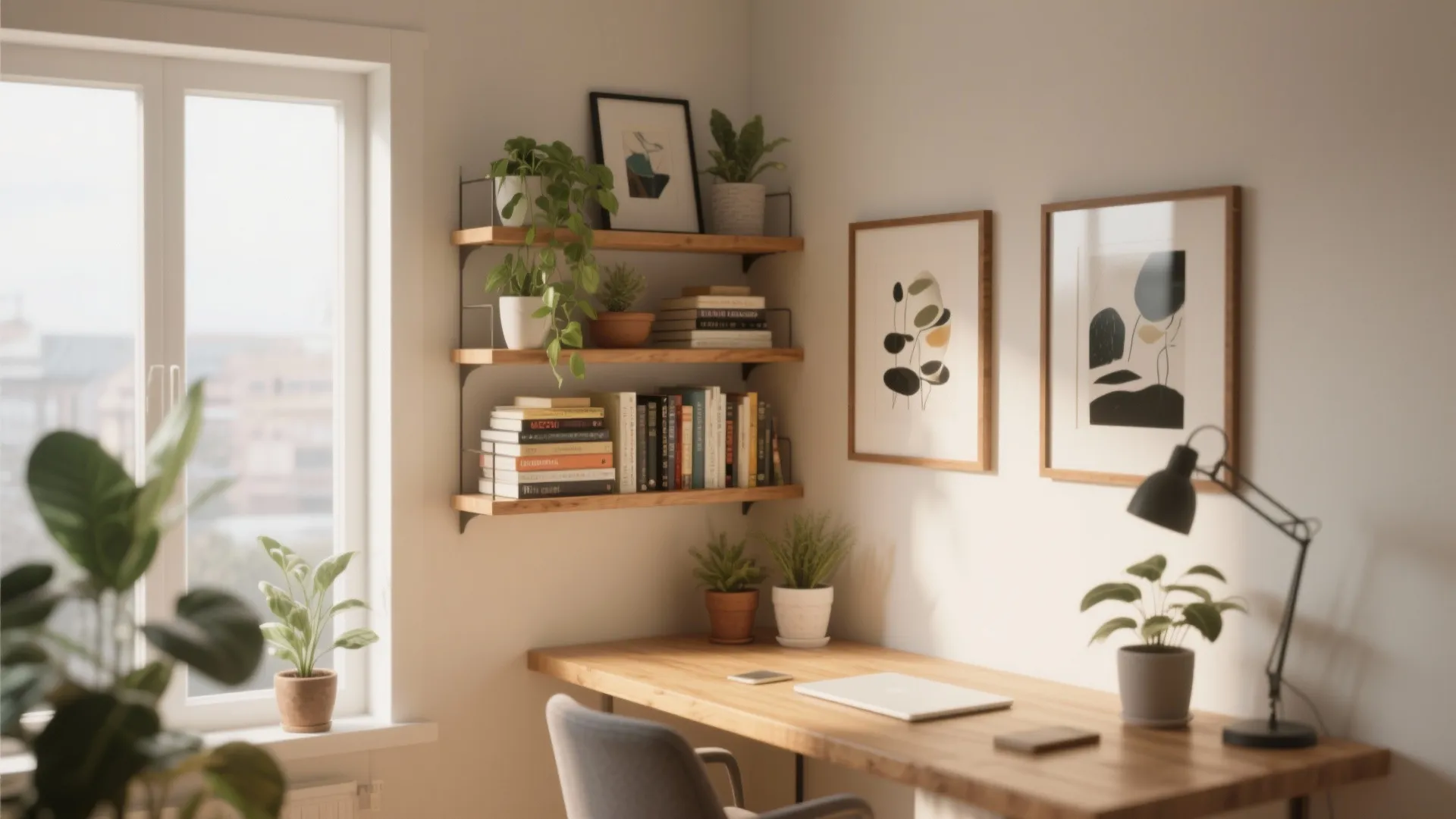 Functional Wall Shelving With Art Integration