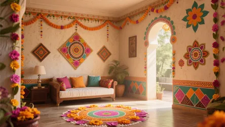 5 Wall Side Rangoli Design Ideas