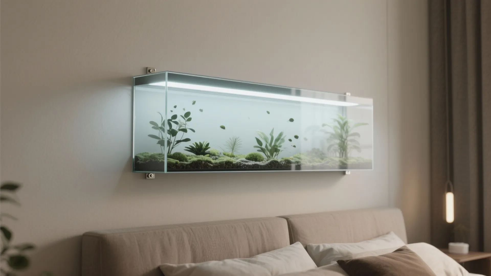 5. Wall-mounted slim aquarium