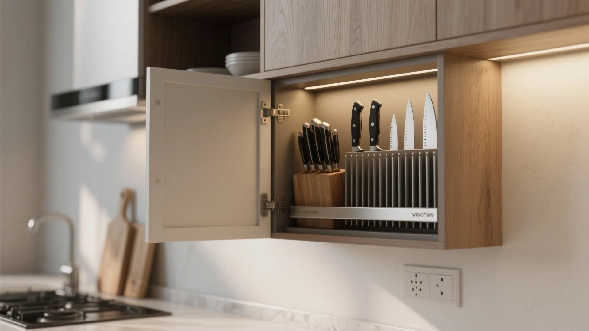 5. Wall-mounted slim cabinet with slot organizer