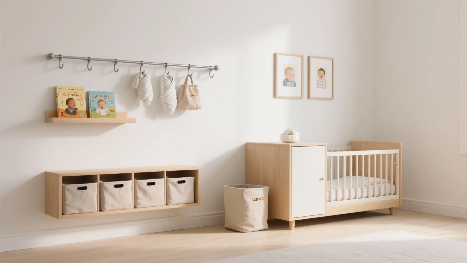 Wall-smart storage: rails, shelves, and hidden bins