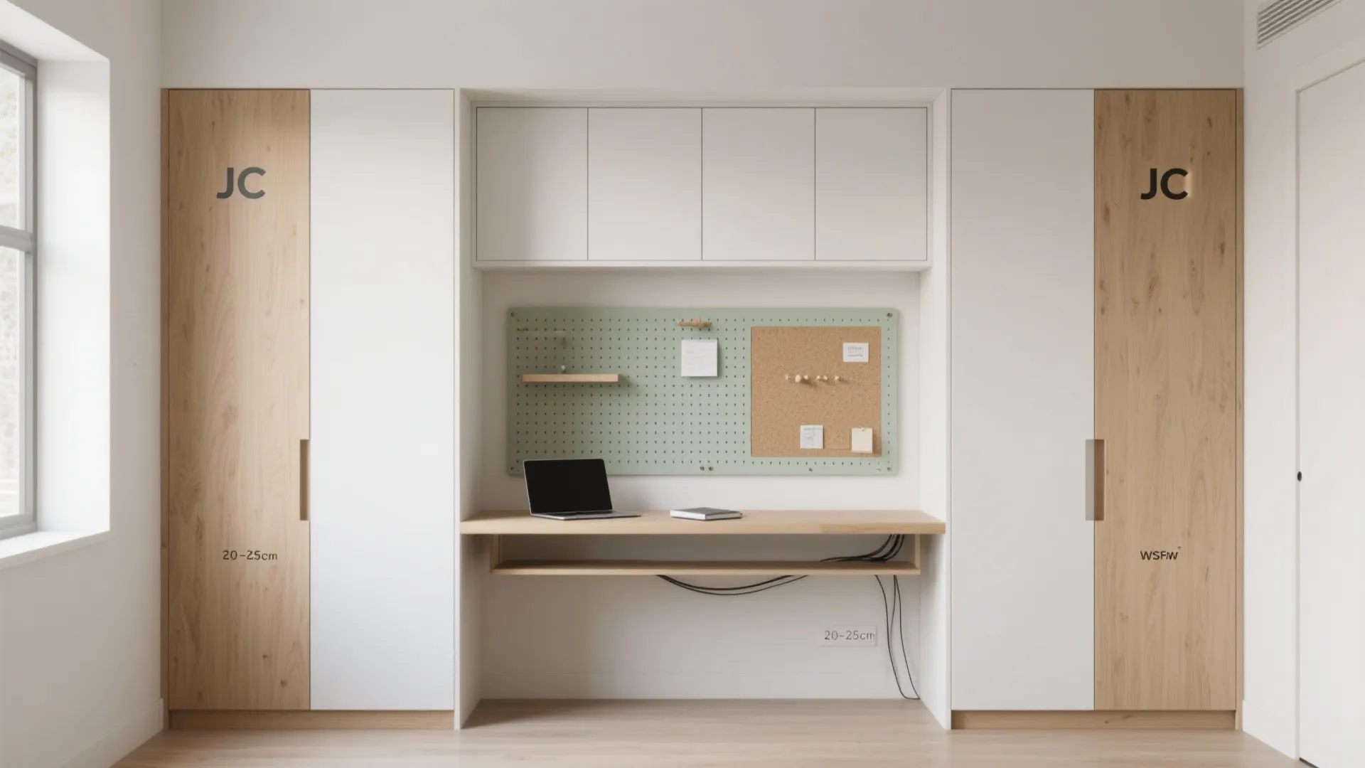 Minimalist wall storage that clears the desk