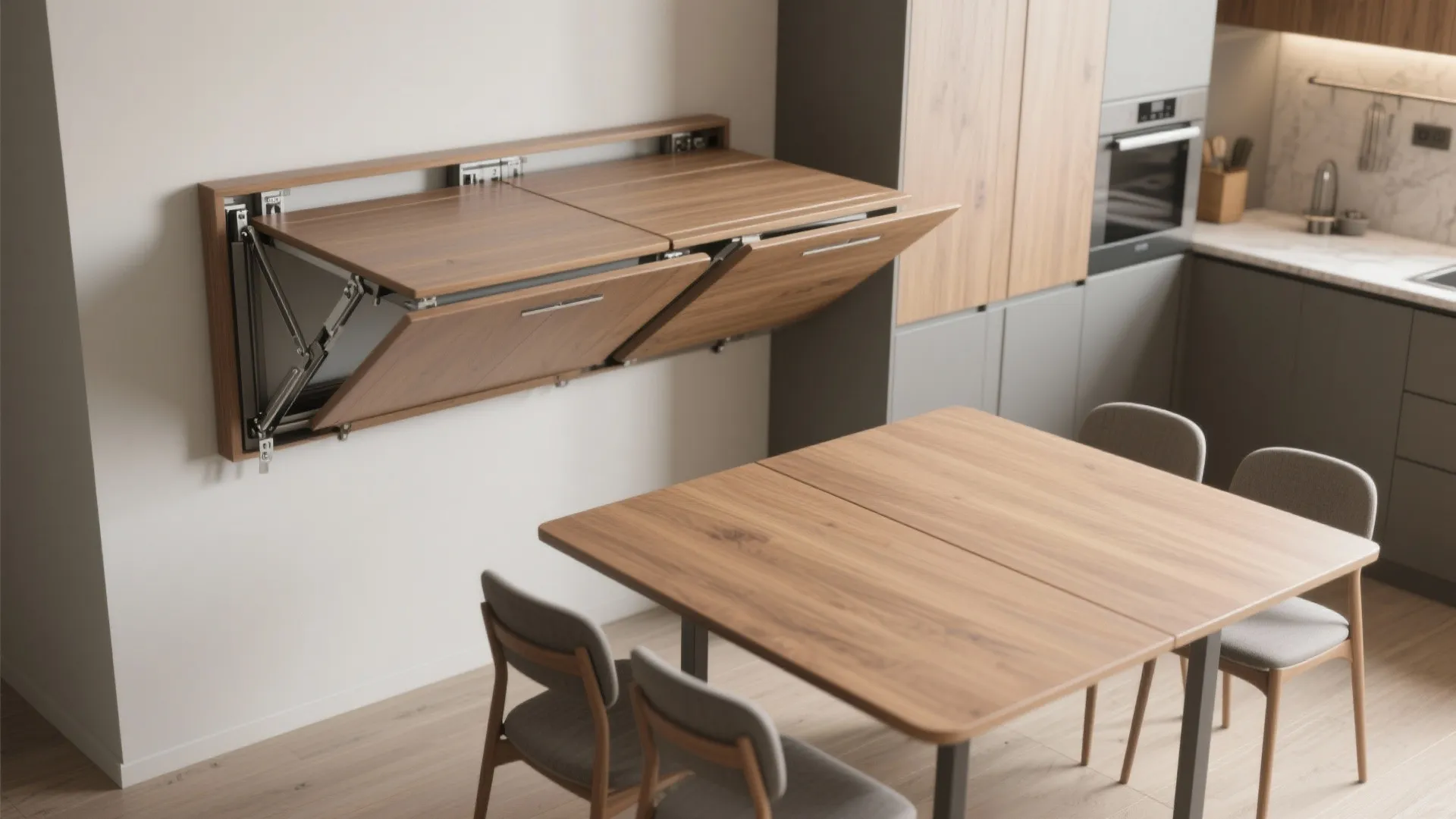 3. Wall-mounted tables and sliding solutions